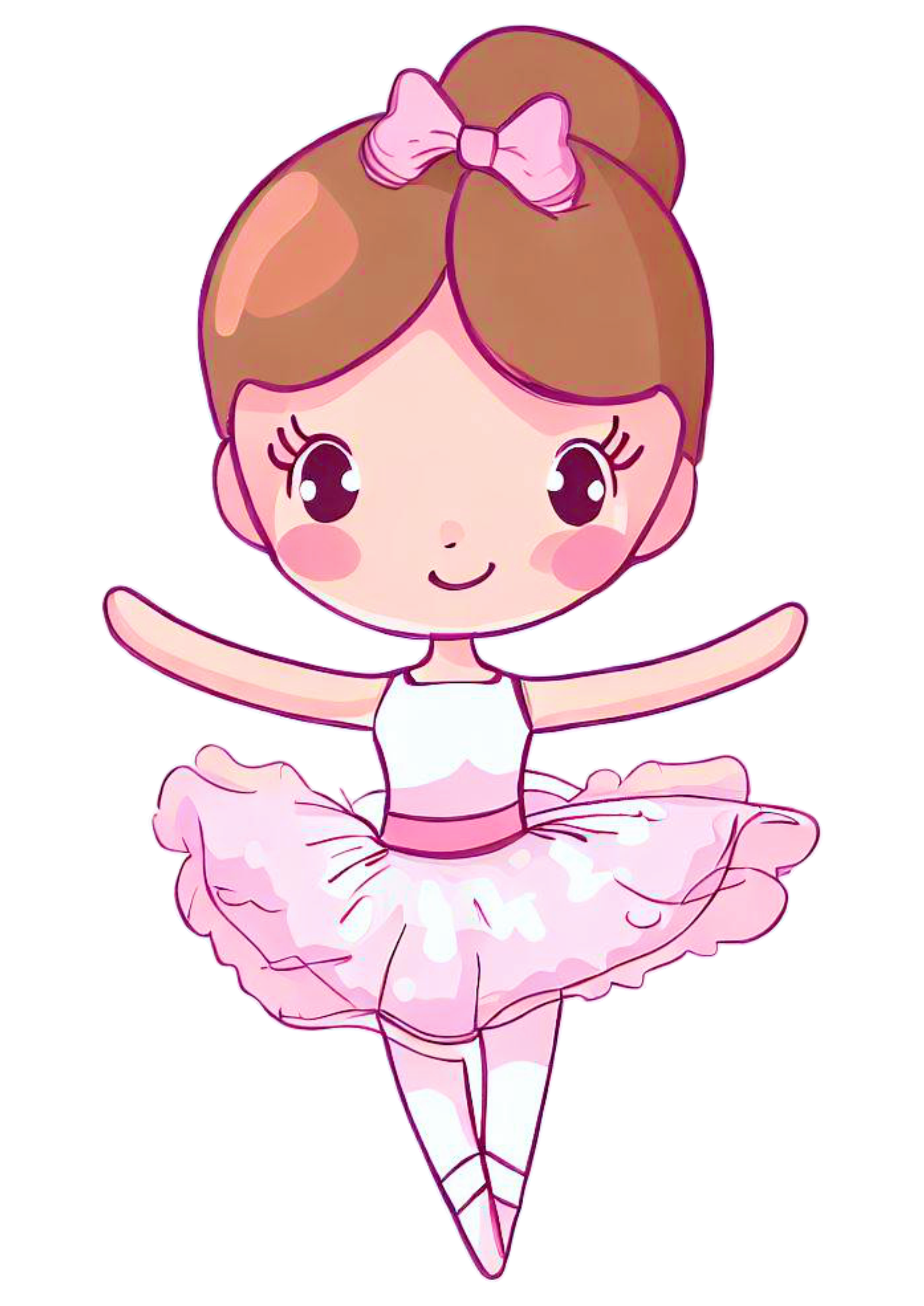 Bailarina bonequinha ilustração passos de balé vestido fashion desenho com traços simples imagem sem fundo lacinho design png
