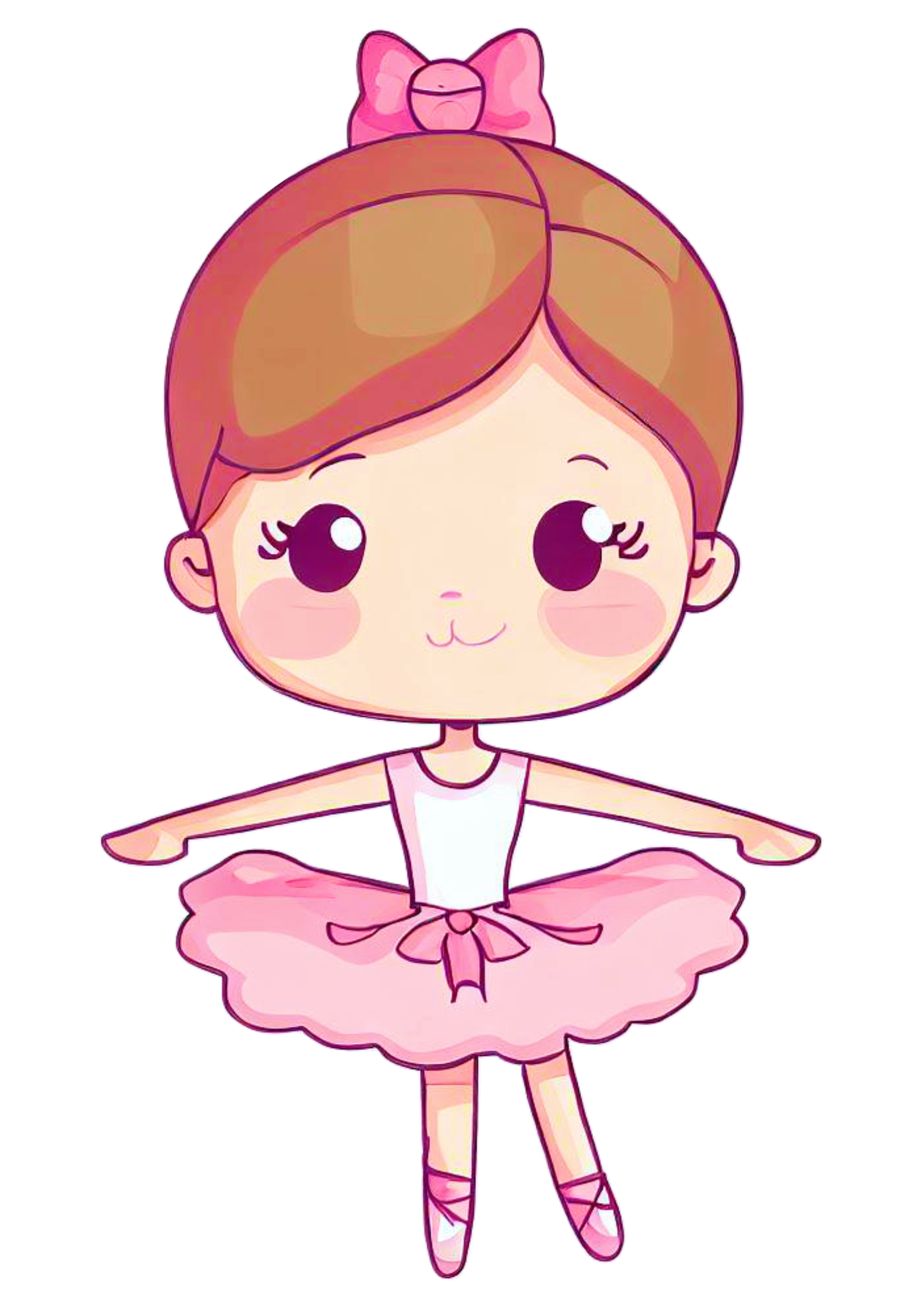 Bailarina bonequinha ilustração passos de balé vestido cute desenho com traços simples imagem sem fundo lacinho design png