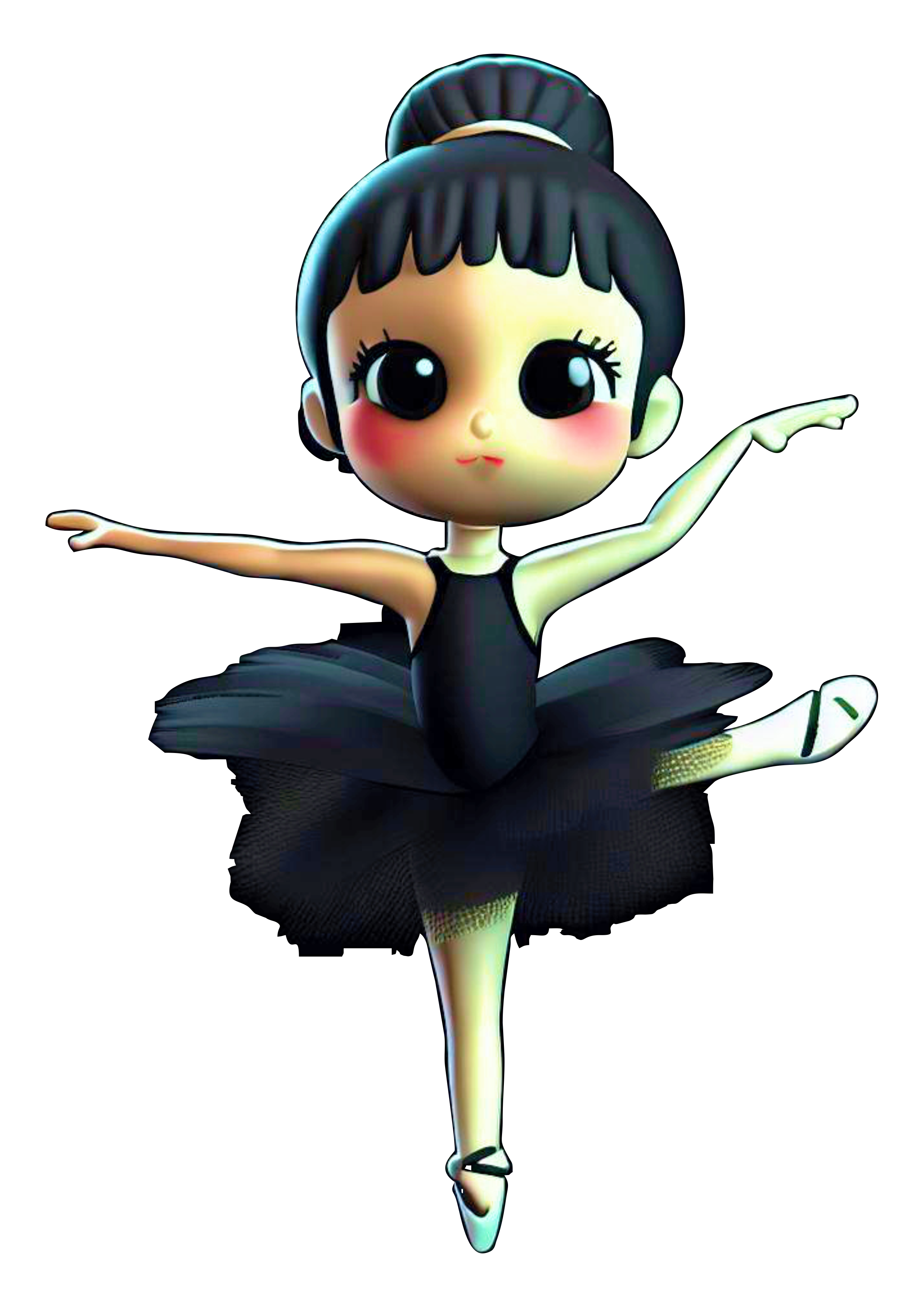 Bailarina bonequinha computação gráfica animação CGI vestido preto imagem sem fundo png