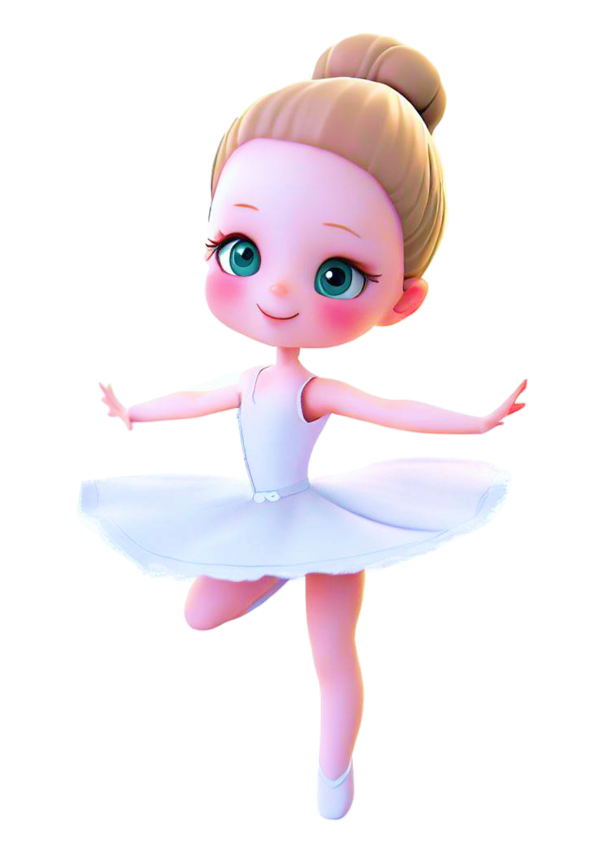 Bailarina bonequinha computação gráfica animação CGI vestido branquinho cute fofinho toy imagem sem fundo png