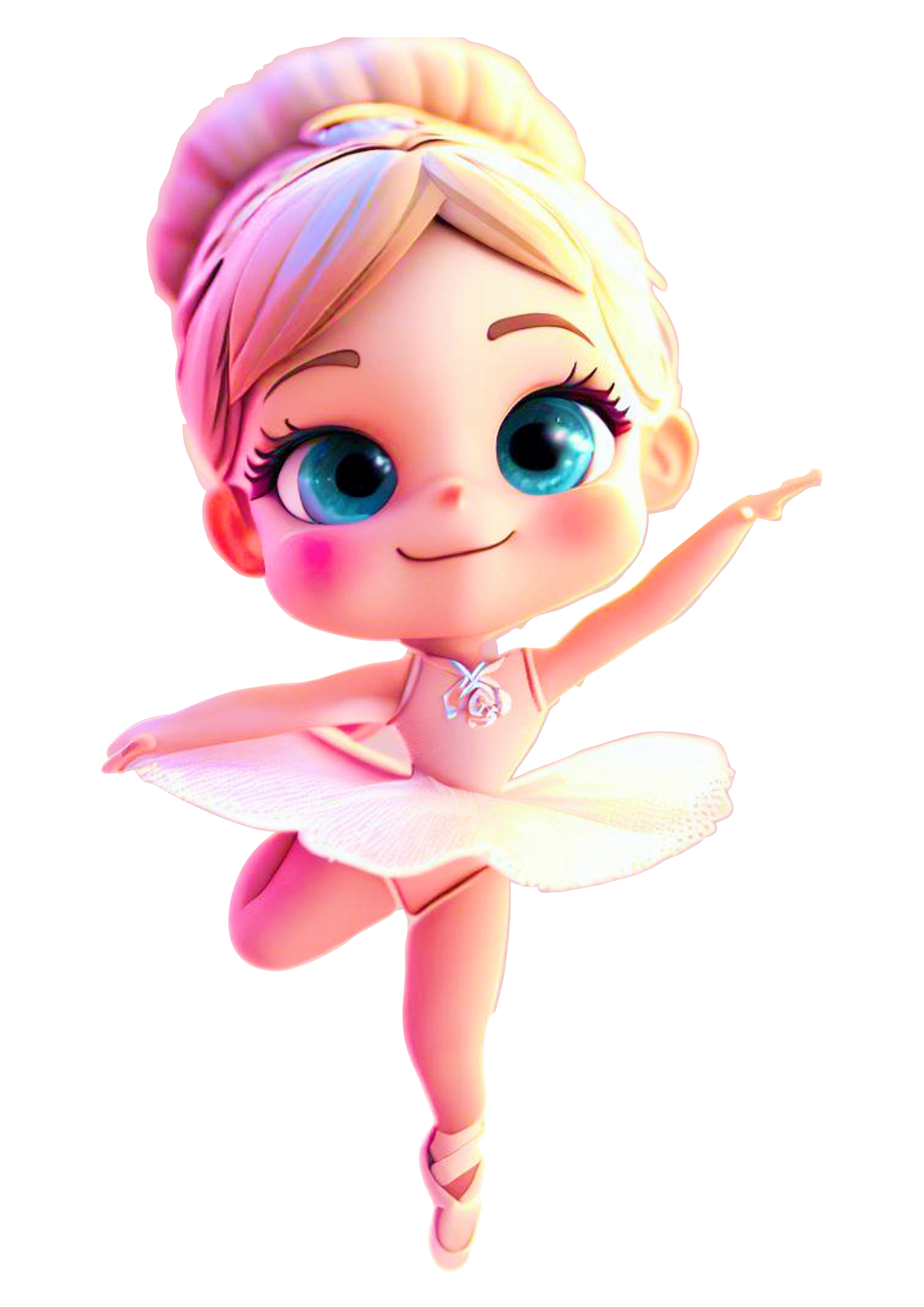 Bailarina bonequinha computação gráfica animação CGI vestido branquinho cute fofinho toy design animção imagem sem fundo png