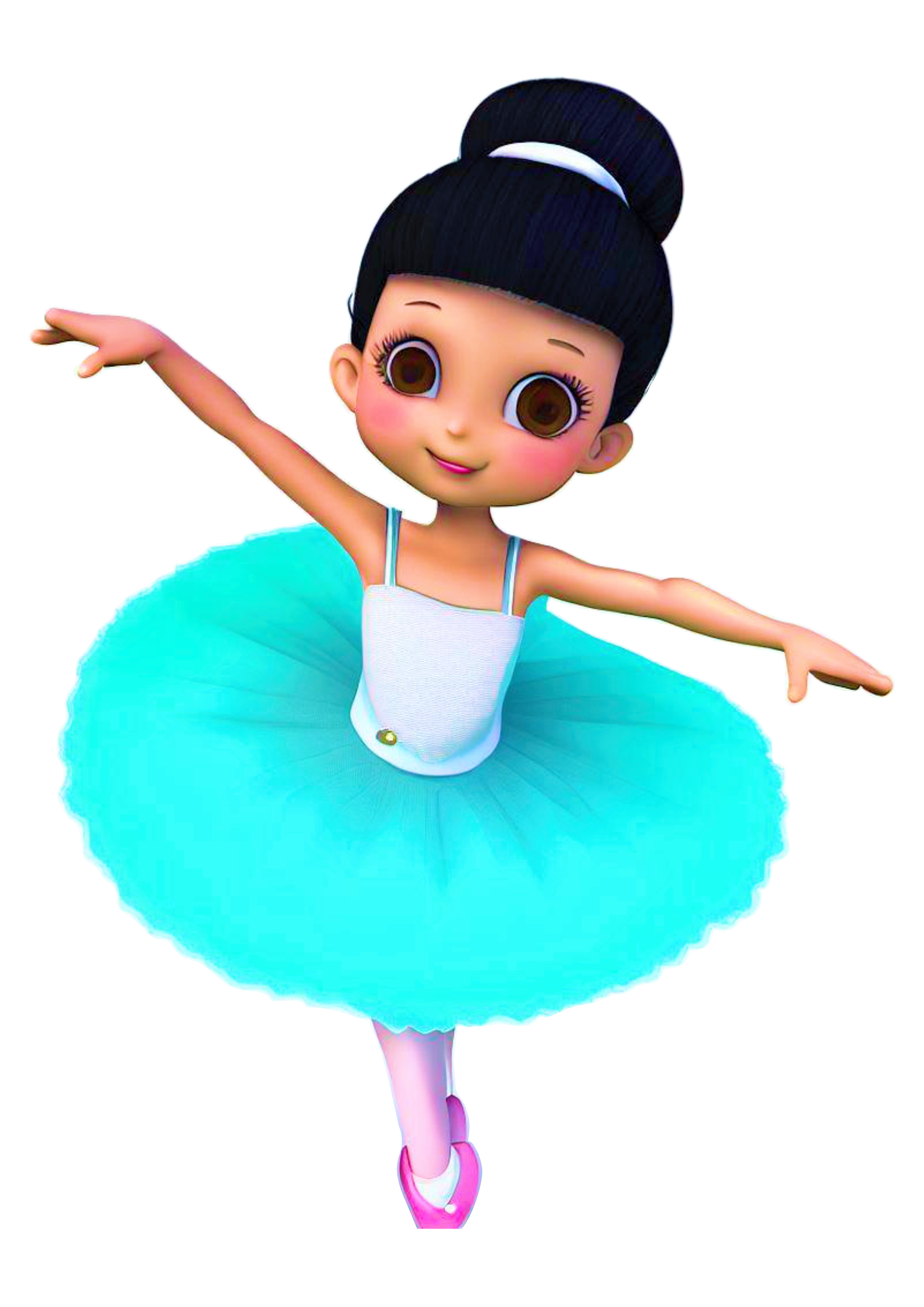 Bailarina bonequinha computação gráfica animação CGI vestido azul menina passos de balé imagem sem fundo png