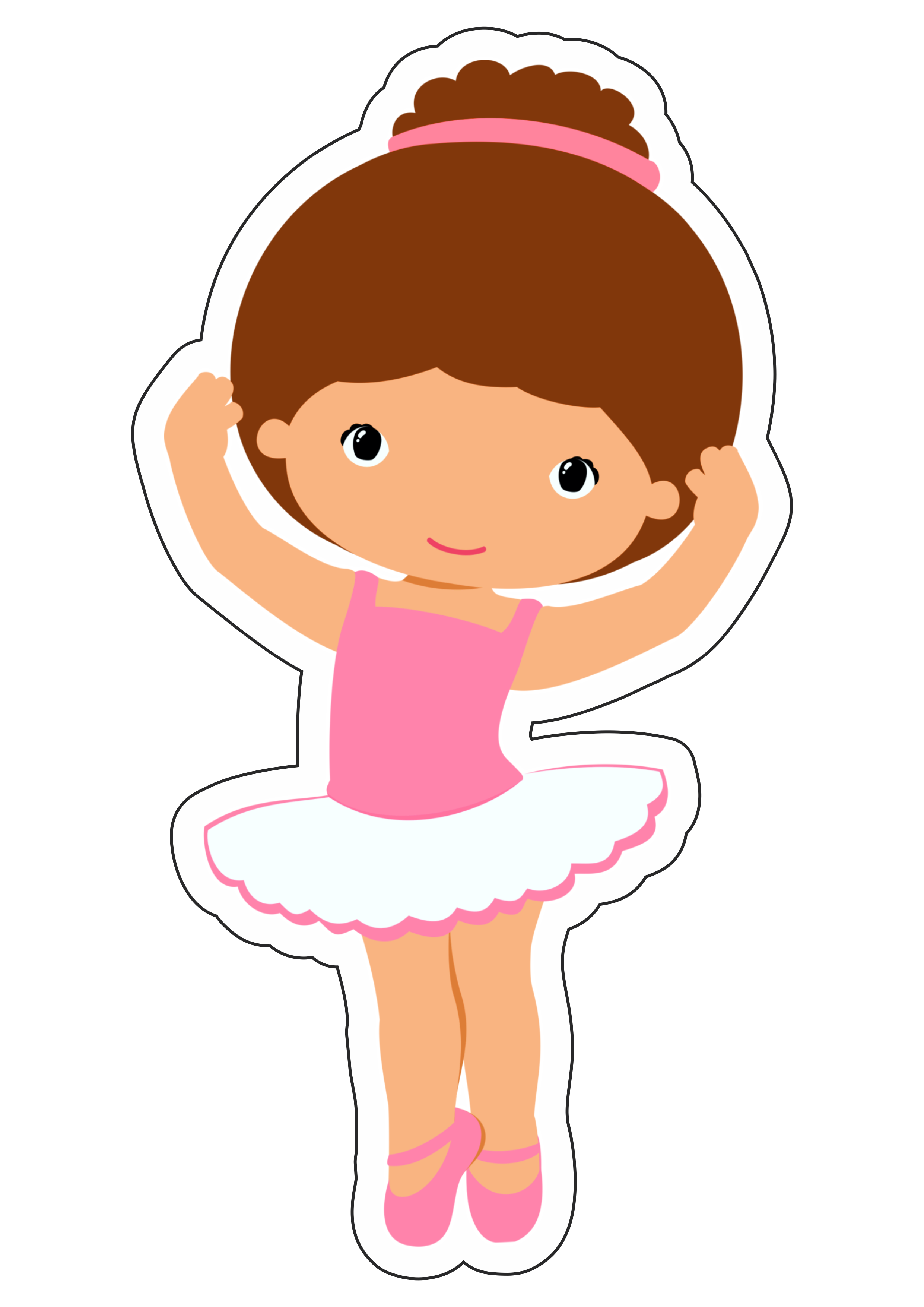 Bailarina arte conceitual personagem menina desenho simples vestido balé vetor rosa fundo transparente com contorno png