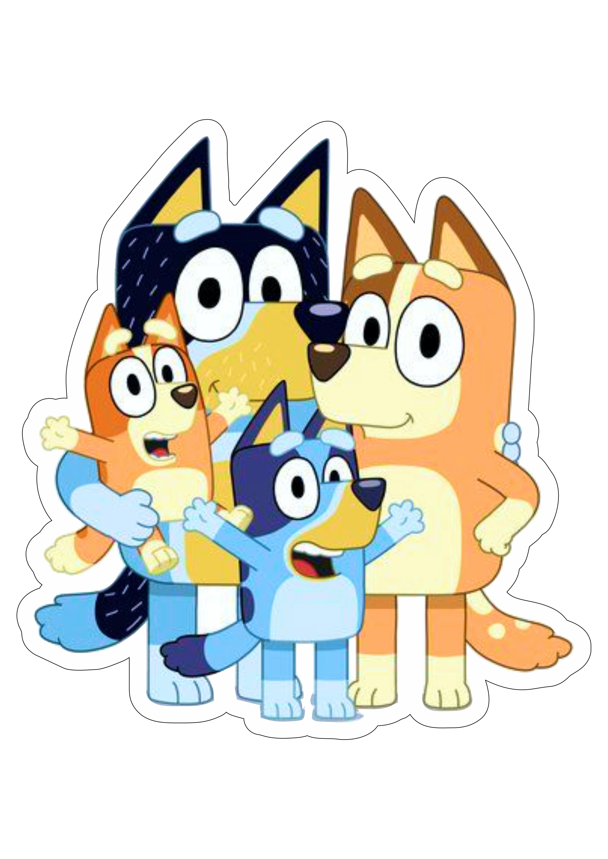 Bluey familia desenho de cachorros personagem fictício infantil divertido disney plus aniversário fundo transparente png