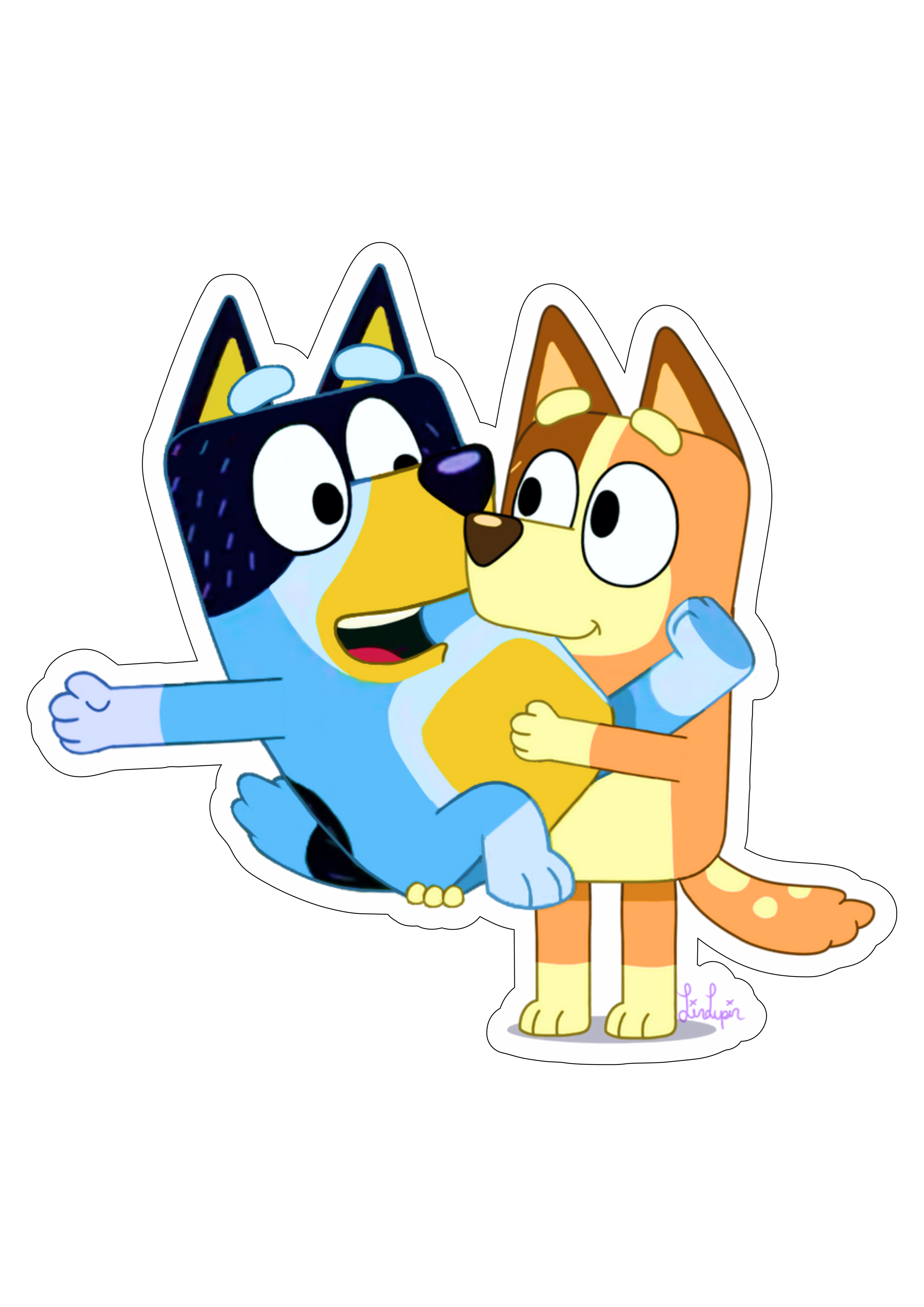 Bluey e bingo desenho de cachorros personagem fictício disney plus aniversário fundo transparente com contorno pack de imagens png