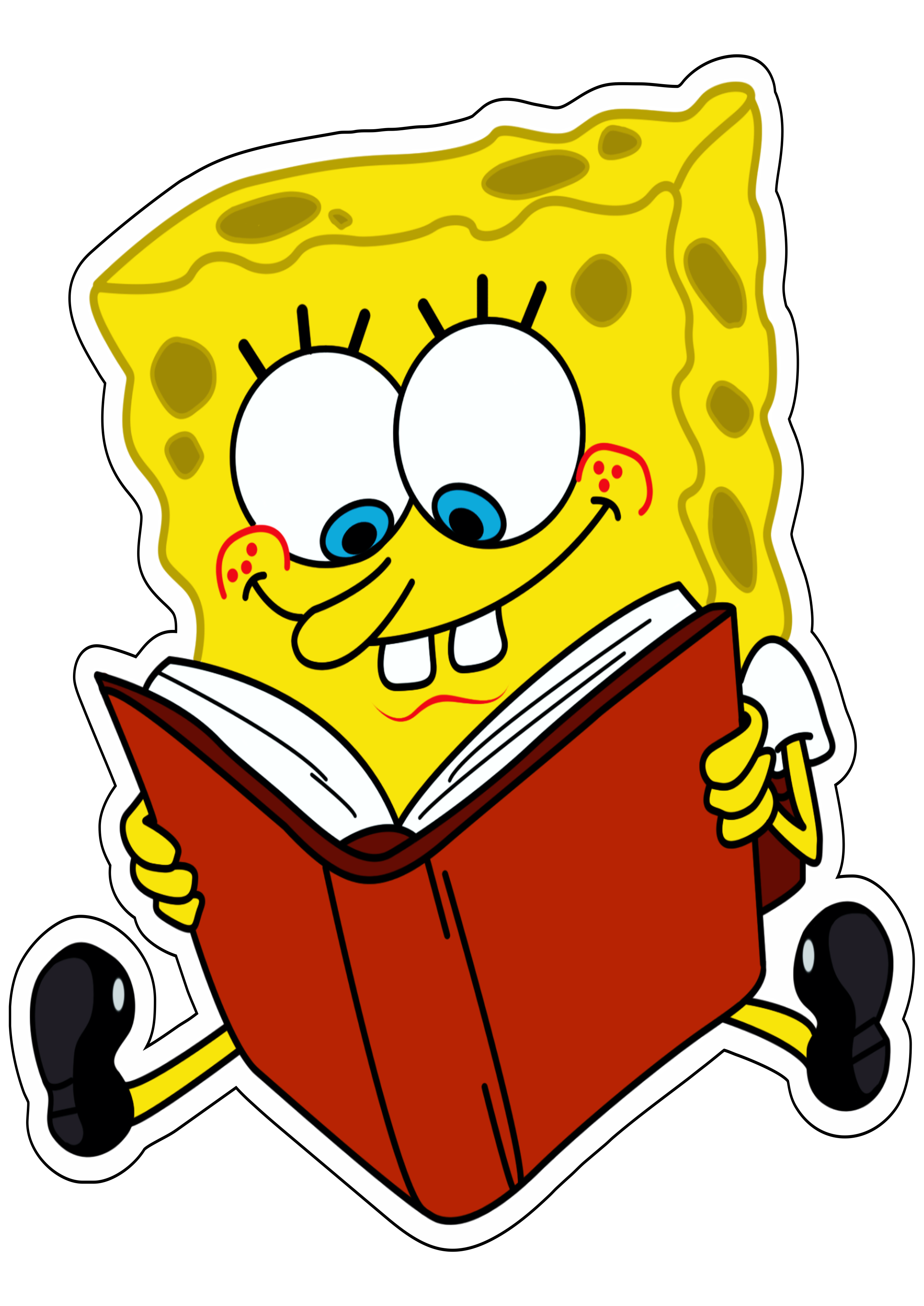 Bob esponja calça quadrada ilustração Squarepants lendo um livro estudando desenho animado infantil imagem sem fundo png