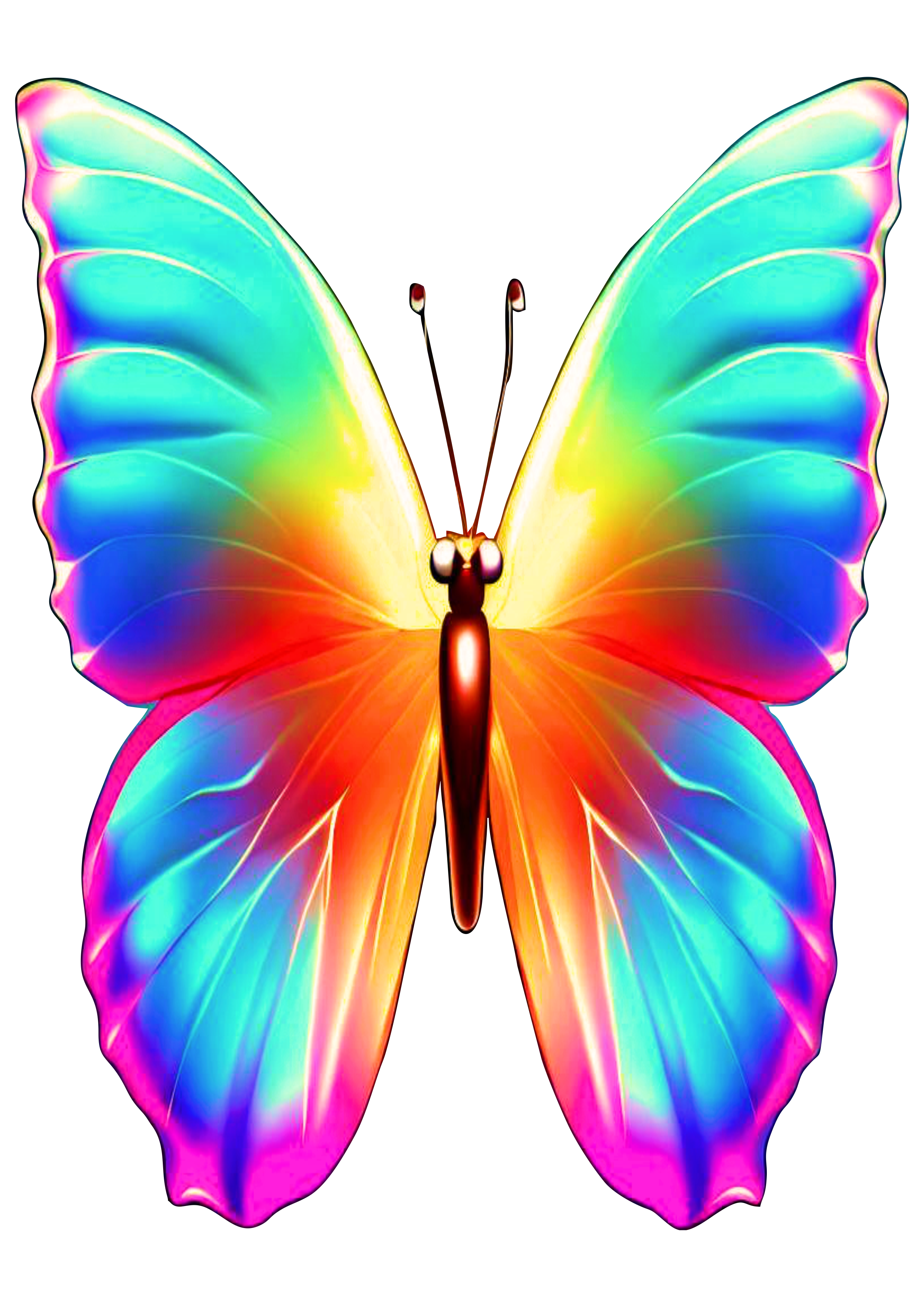 Borboleta colorida arte conceitual imagem sem fundo arco-iris png