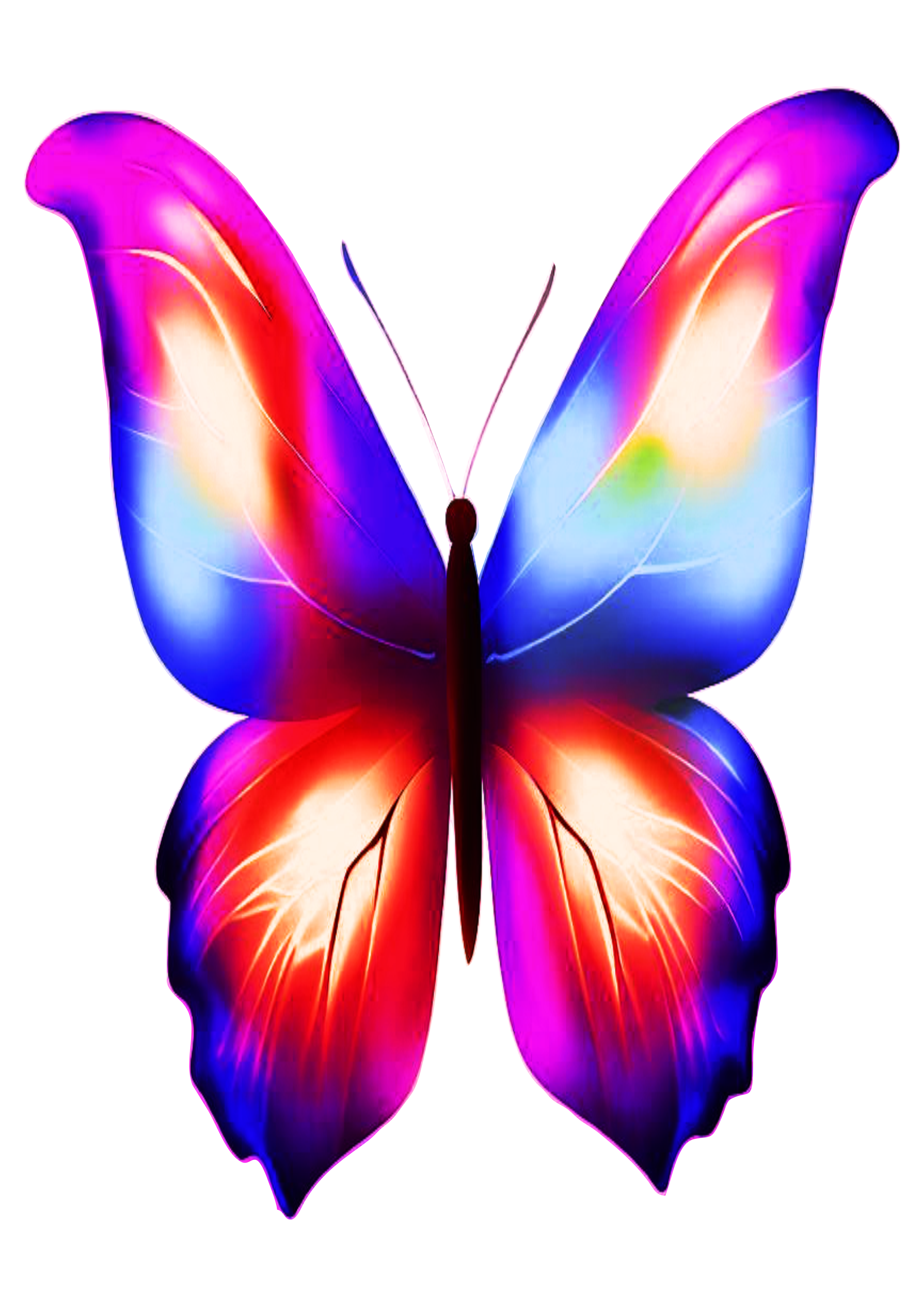 Ilustração de borboleta multicolorida aquarela azul roxo rosa fundo transparente arte conceitual pack de imagens png