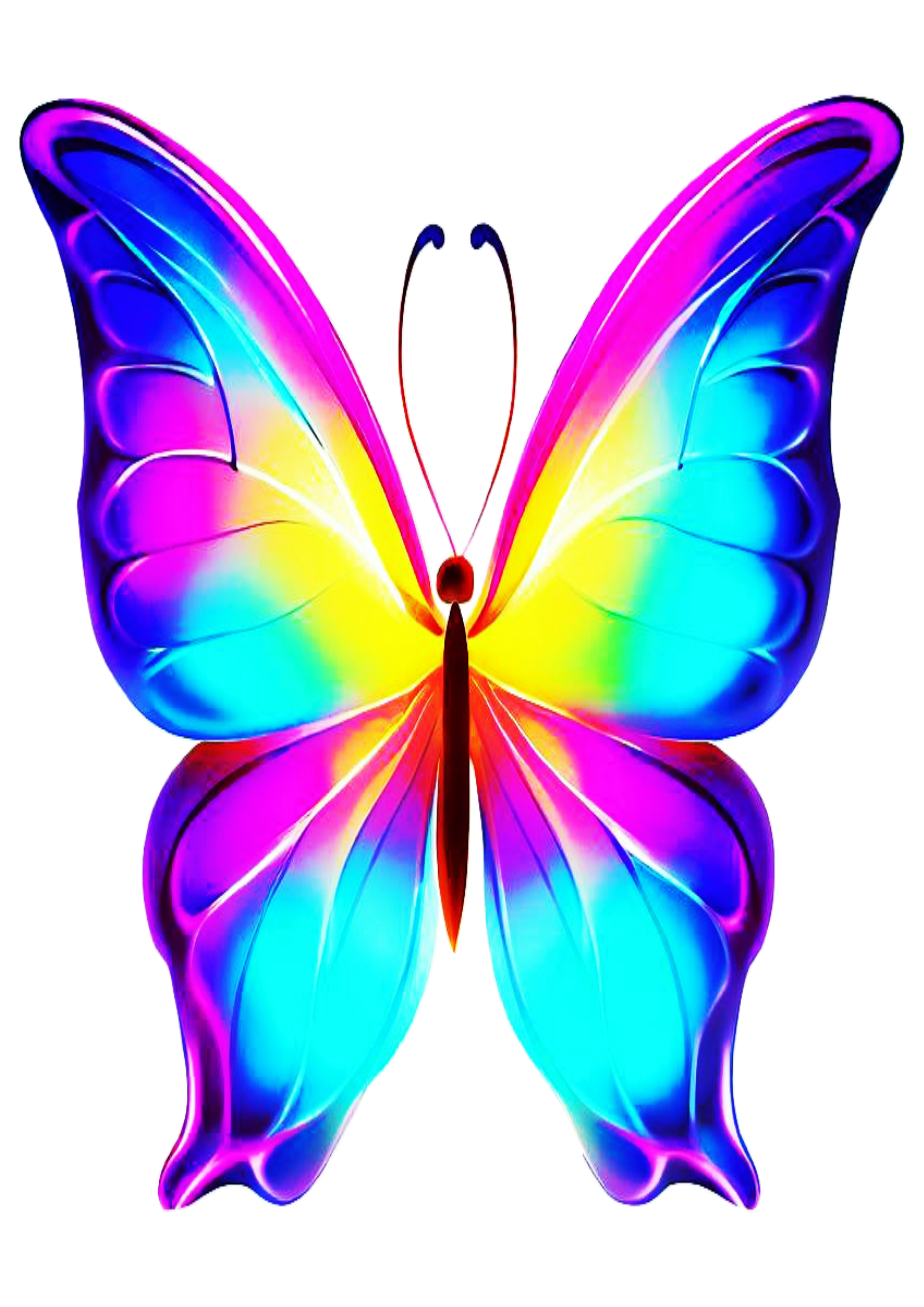 Ilustração de borboleta brilhante multicolorida aquarela azul roxo rosa amarelo pintura png