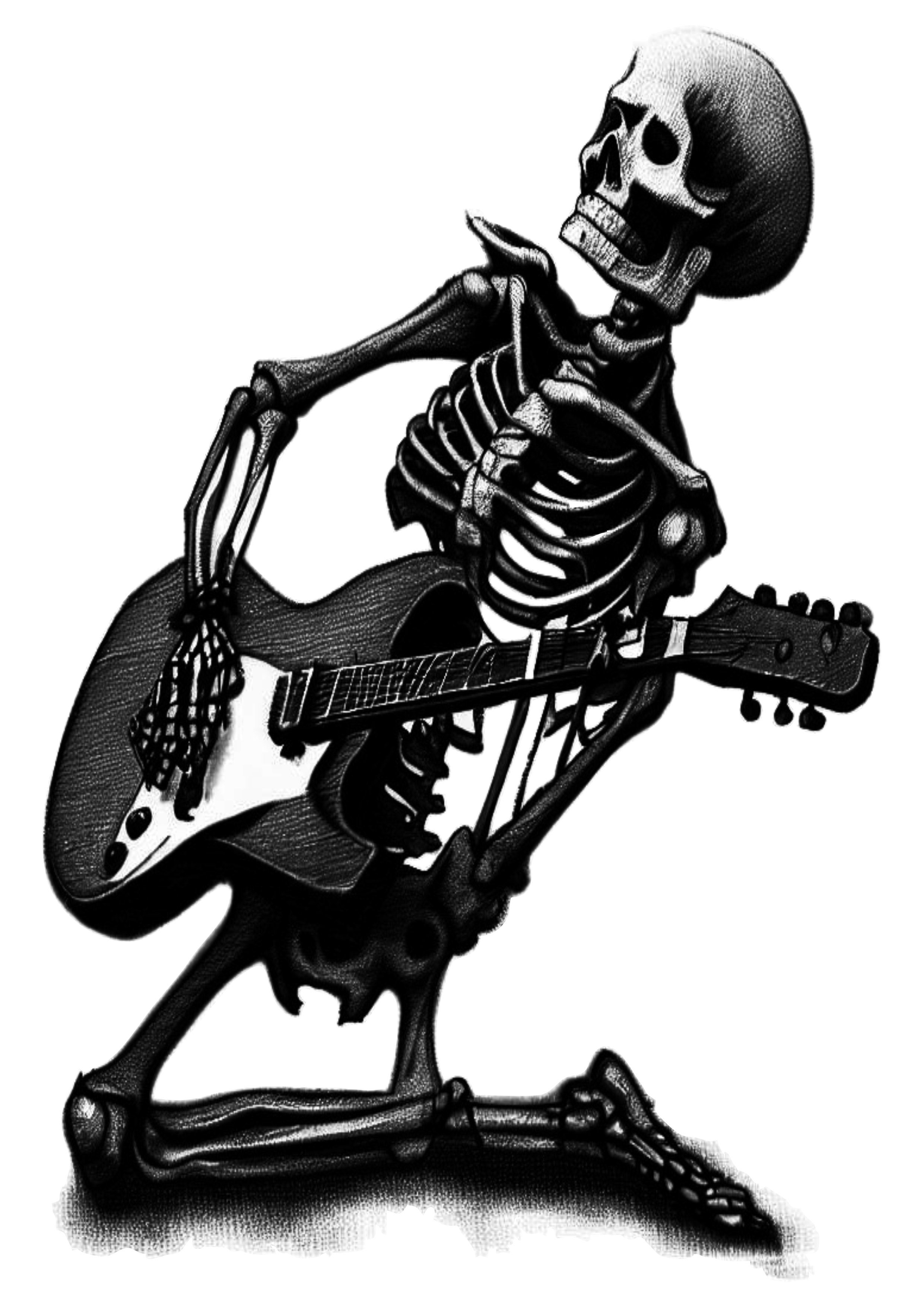 Caveira tocando guitarra desenho rabisco tatuagem esqueleto Rock and Roll Skull png
