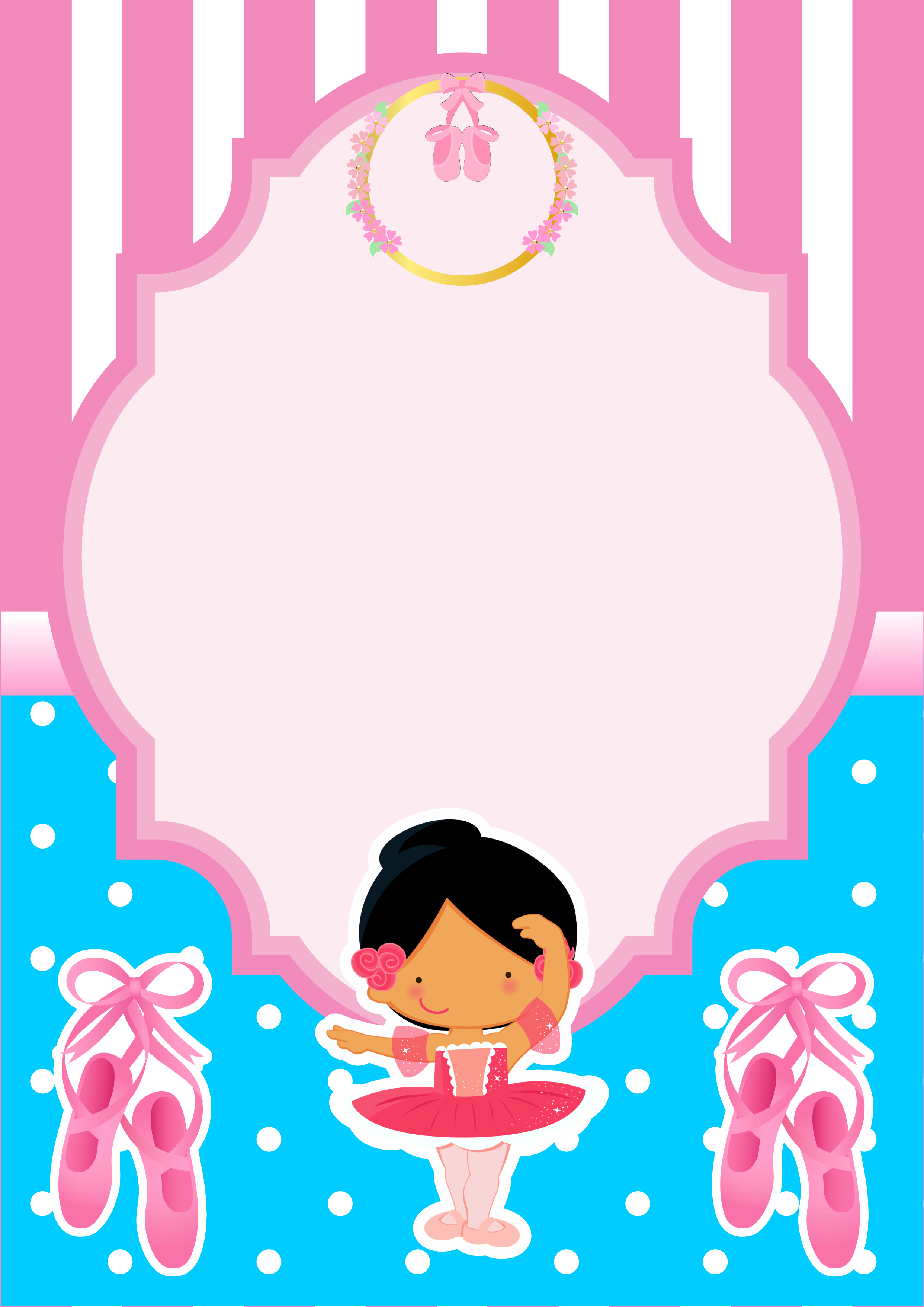 Convite digital virtual bailarina rosa aniversário vestido png