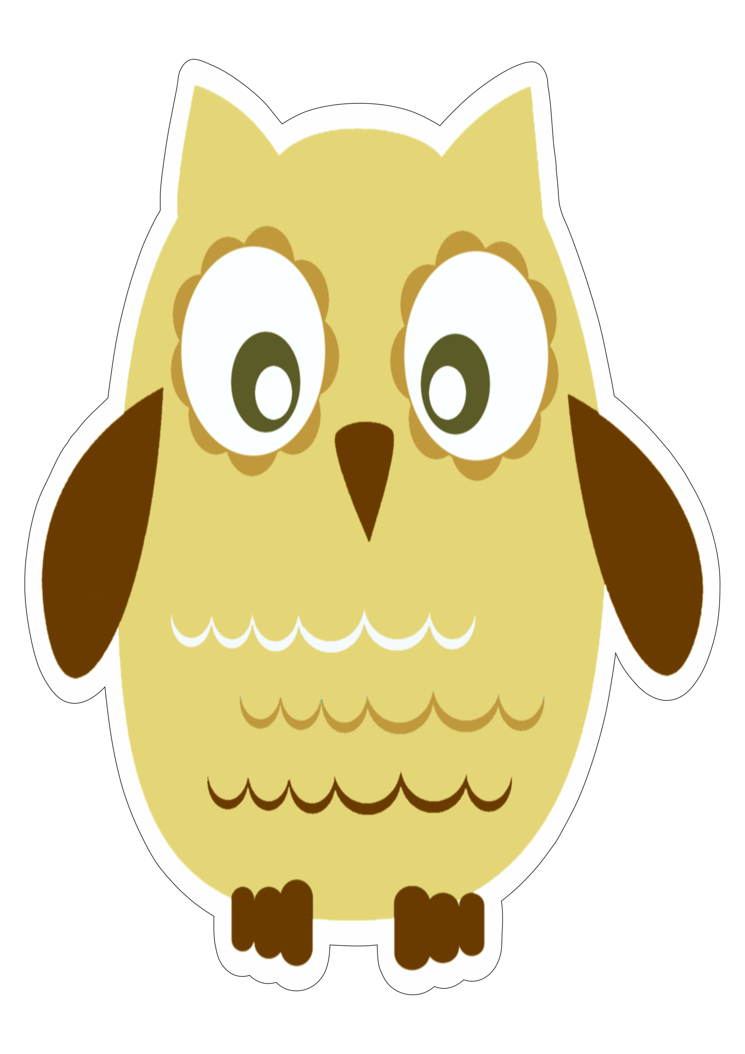 Coruja amarela desenho simples design  pássaro animal vetor imagem sem fundo cute png