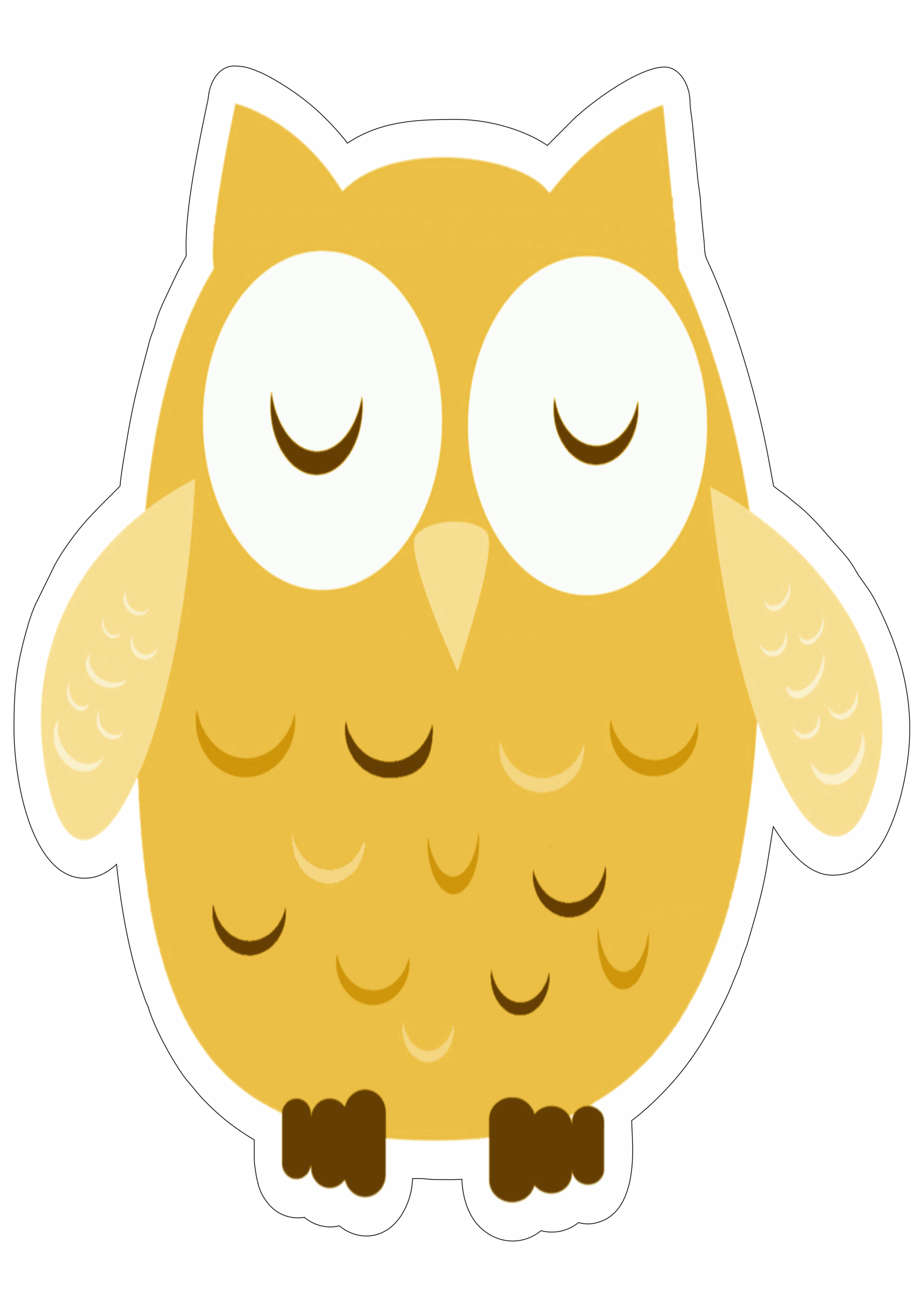 Coruja amarela desenho simples design pássaro animal vetor imagem sem fundo cute fofinha png