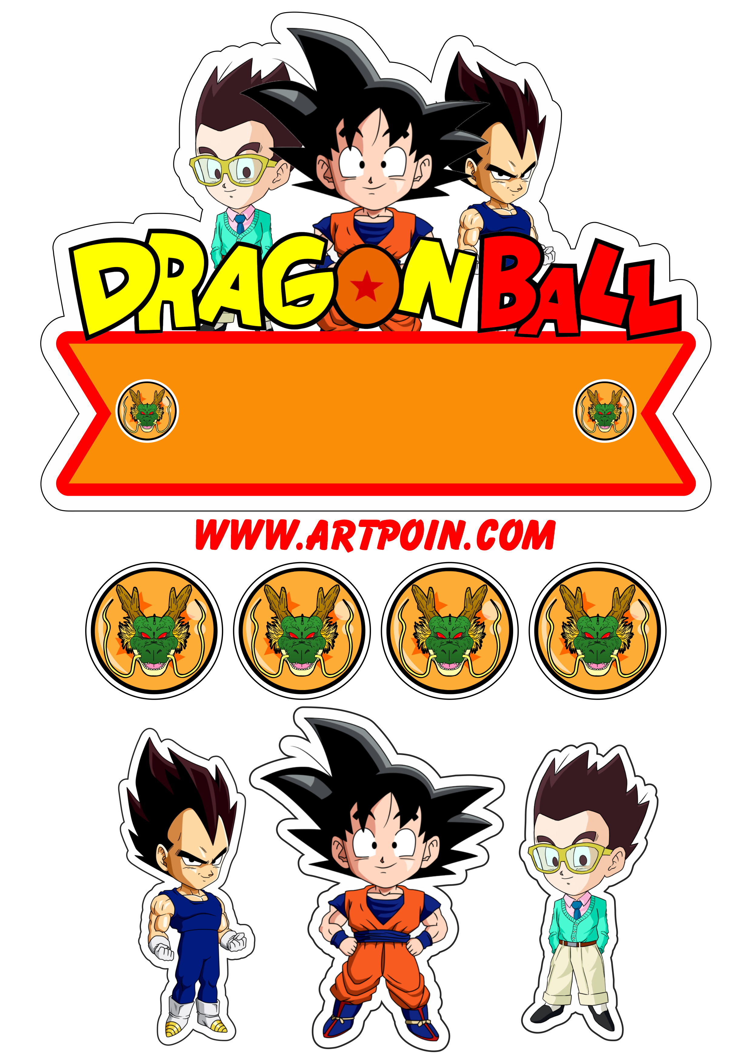 Topo de bolo dragon ball pocket pack de imagens animes artes gráficas para  imprimir png