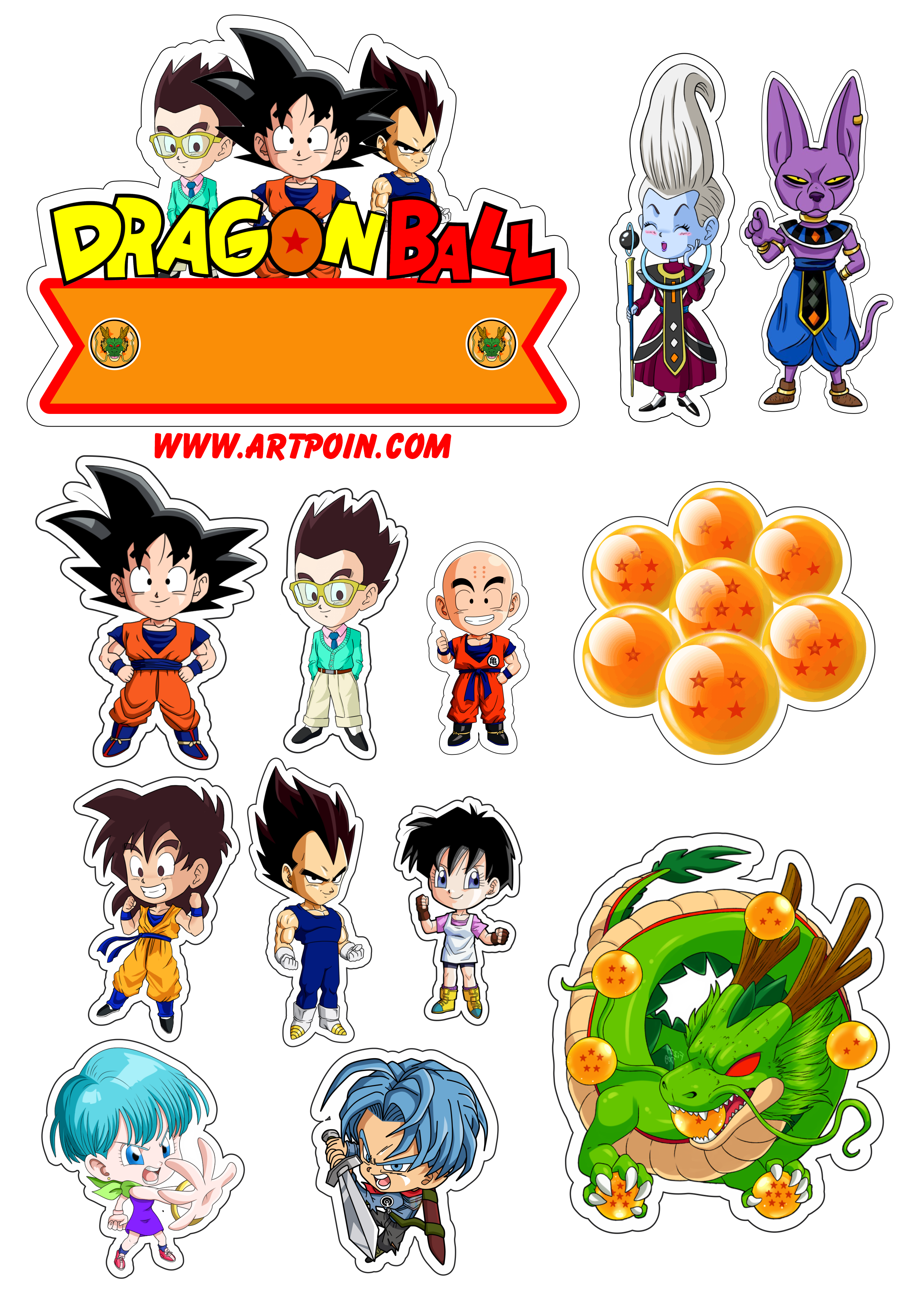 Topo de bolo dragon ball pocket pack de imagens animes artes gráficas para  imprimir png