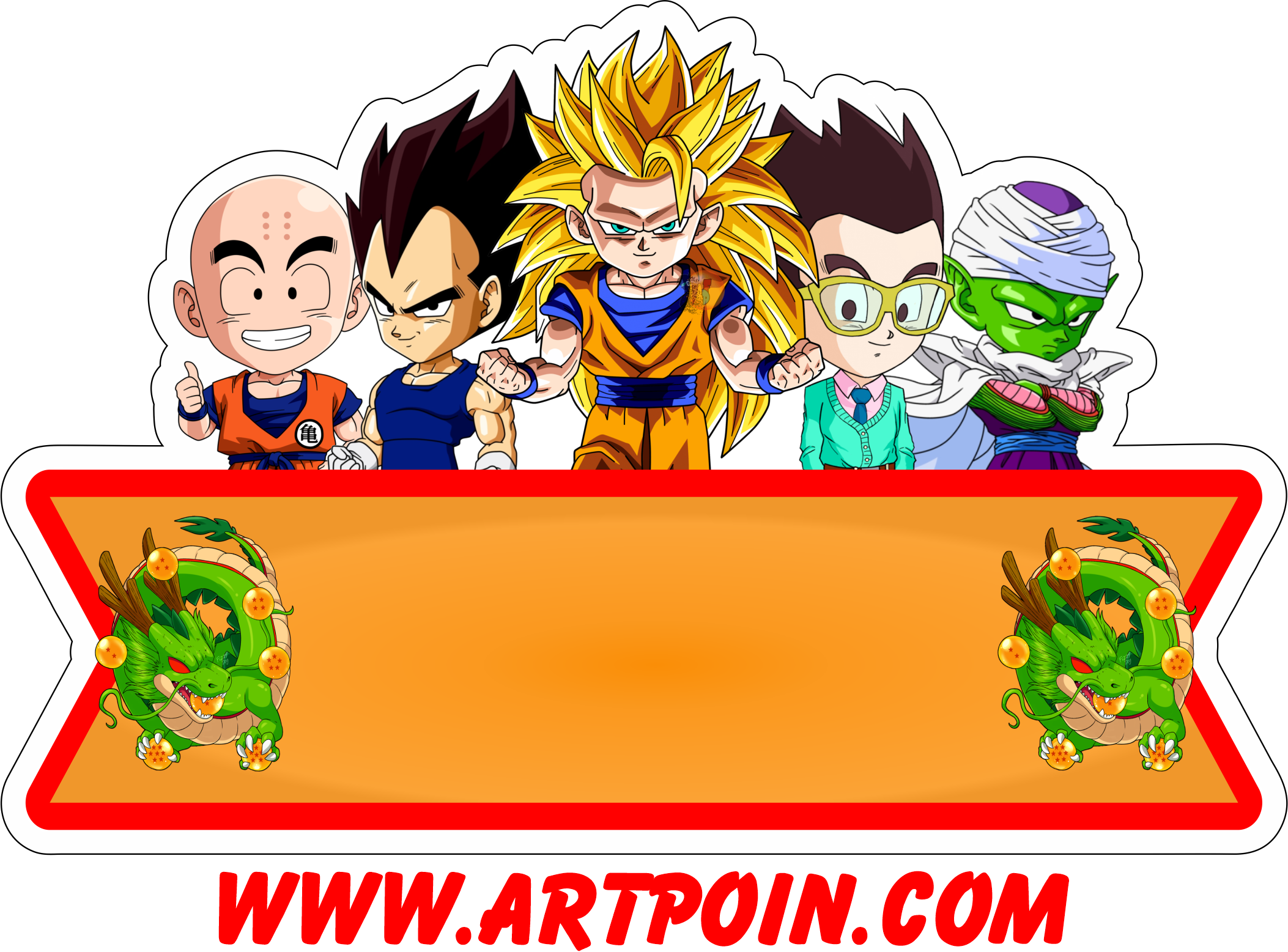 Goku de dragon ball z em um adesivo de estilo artístico desenhado à mão