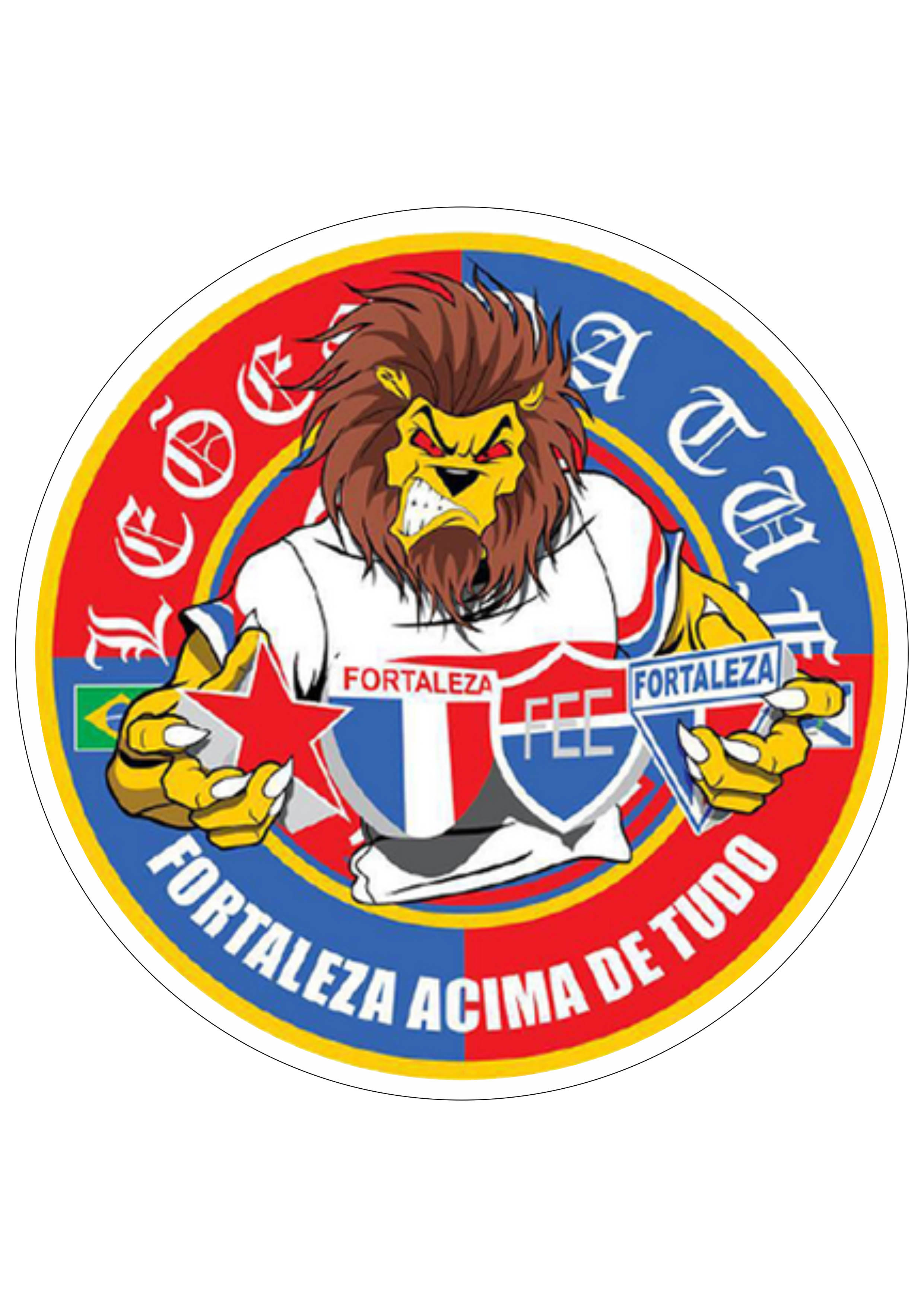 Fortaleza futebol clube símbolo mascote torcida leão adesivo tag sticker painel redondo fundo transparente png
