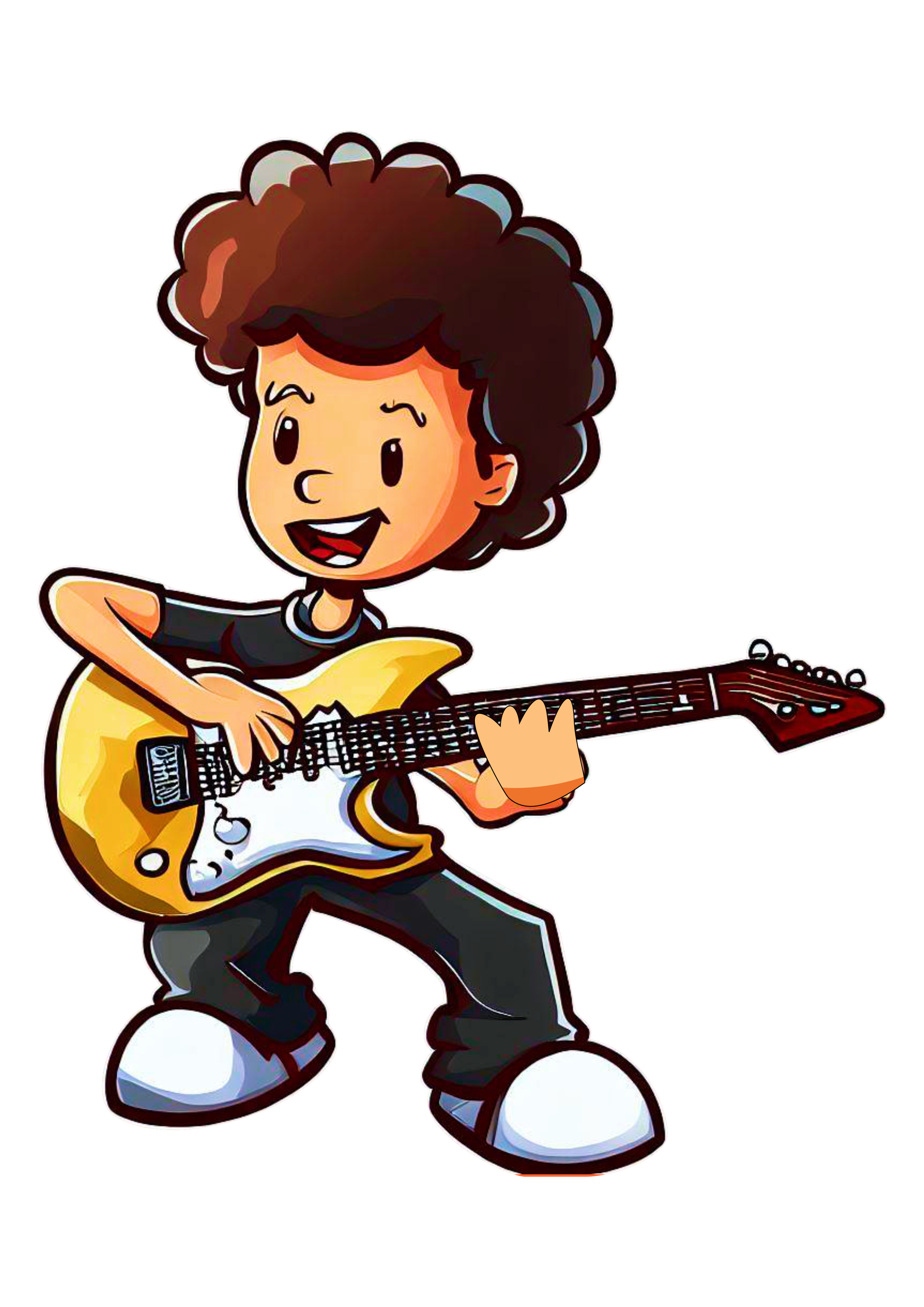 Caricatura engraçada guitarrista tocando desenho imagem sem fundo viver de música png