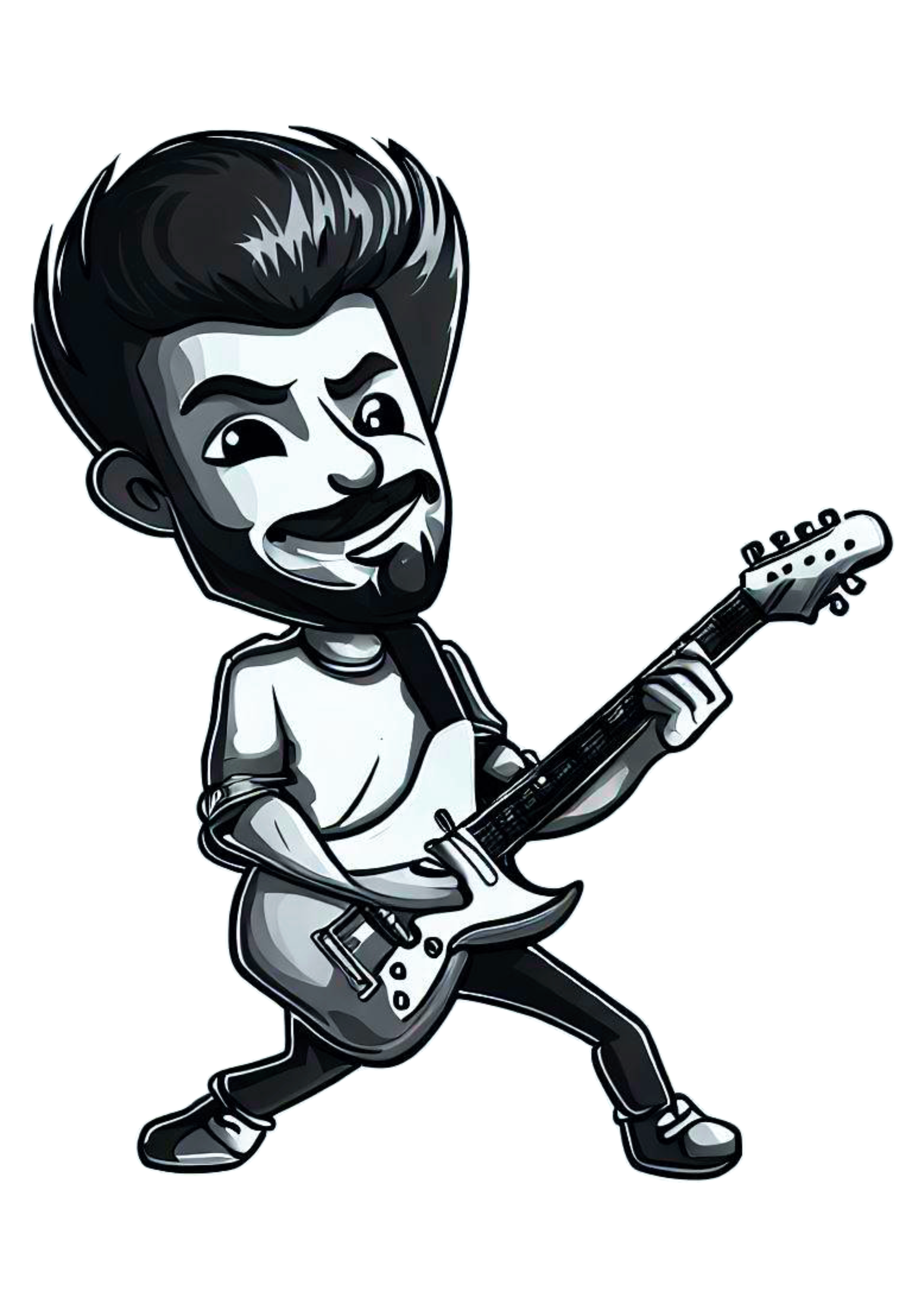 Caricatura engraçada guitarrista tocando desenho imagem sem fundo solo de guitarra png