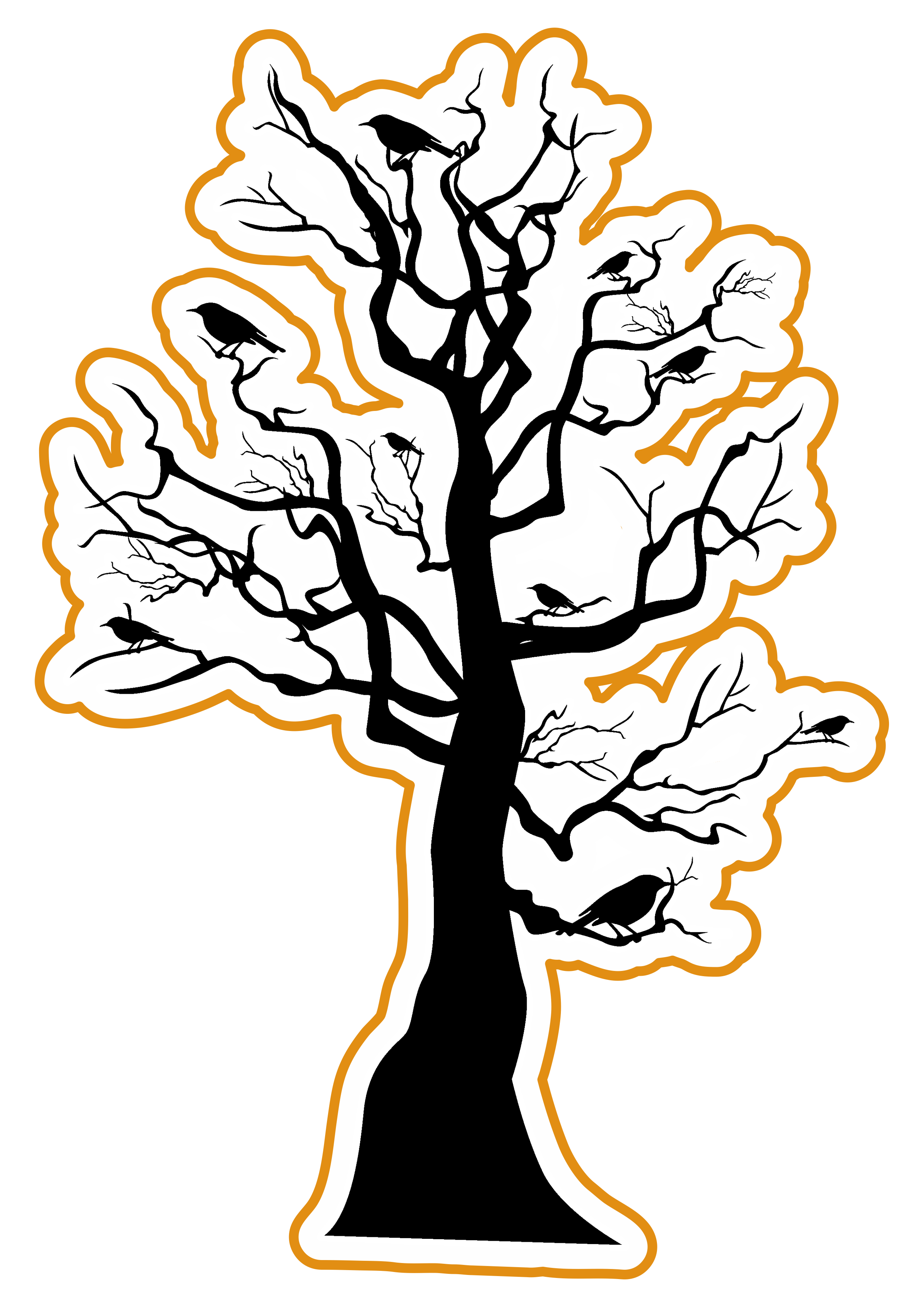 Halloween árvore assustadora desenho simples gostosuras ou travessuras fundo transparente png
