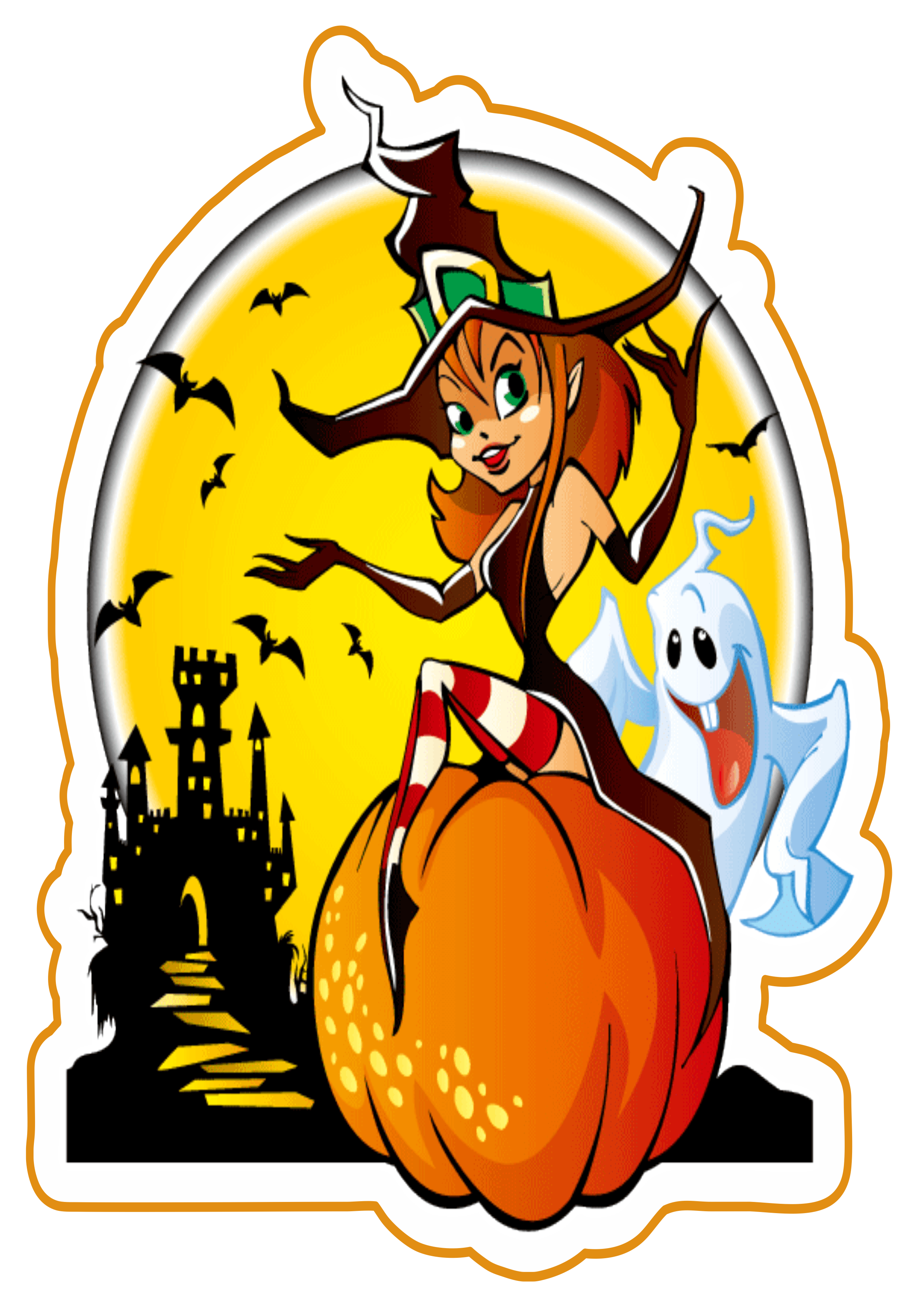 Halloween bruxinha logo fofinha desenho simples gostosuras ou travessuras fundo transparente png