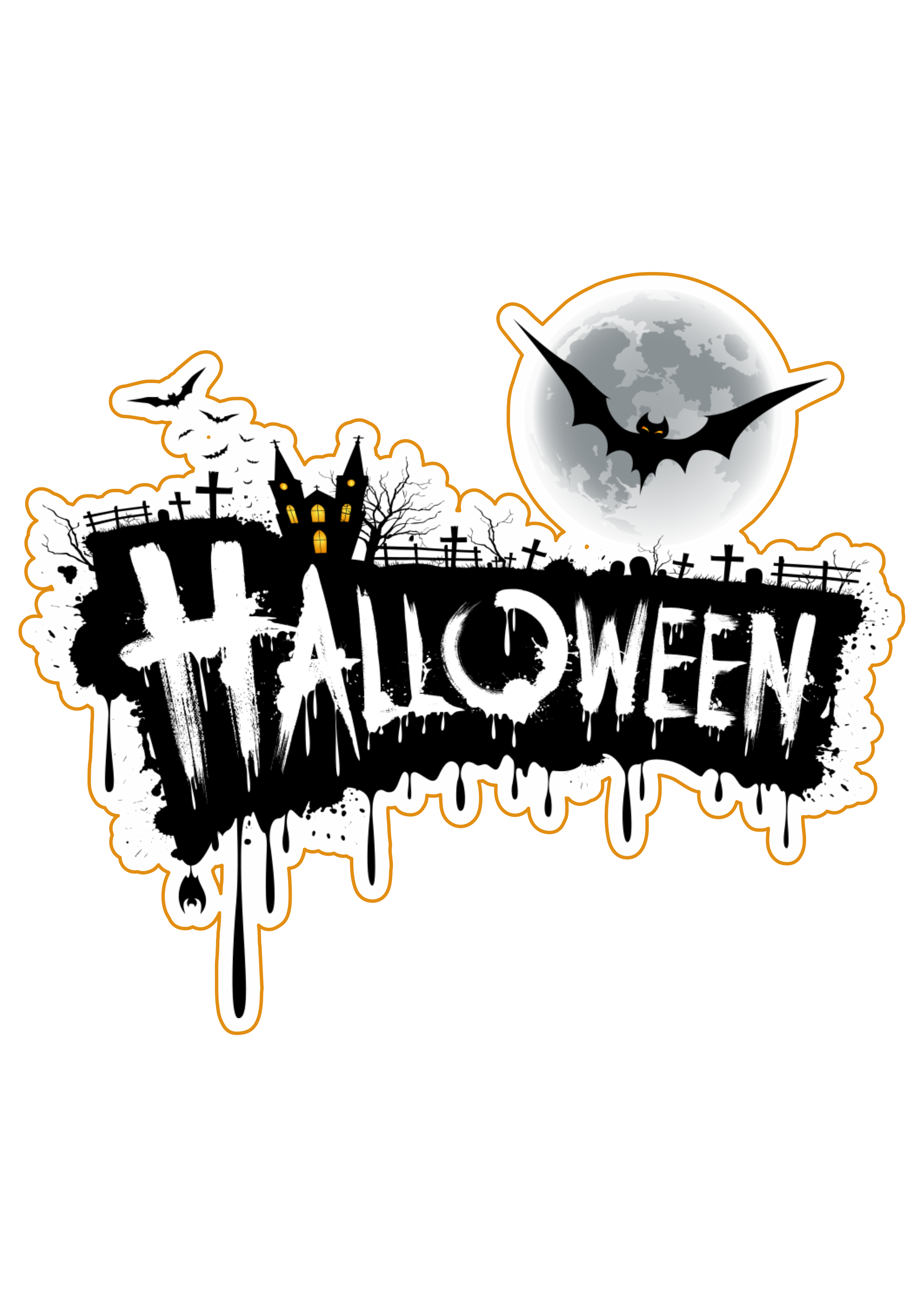 Halloween letreiro decoração logo desenho simples gostosuras ou travessuras fundo transparente png