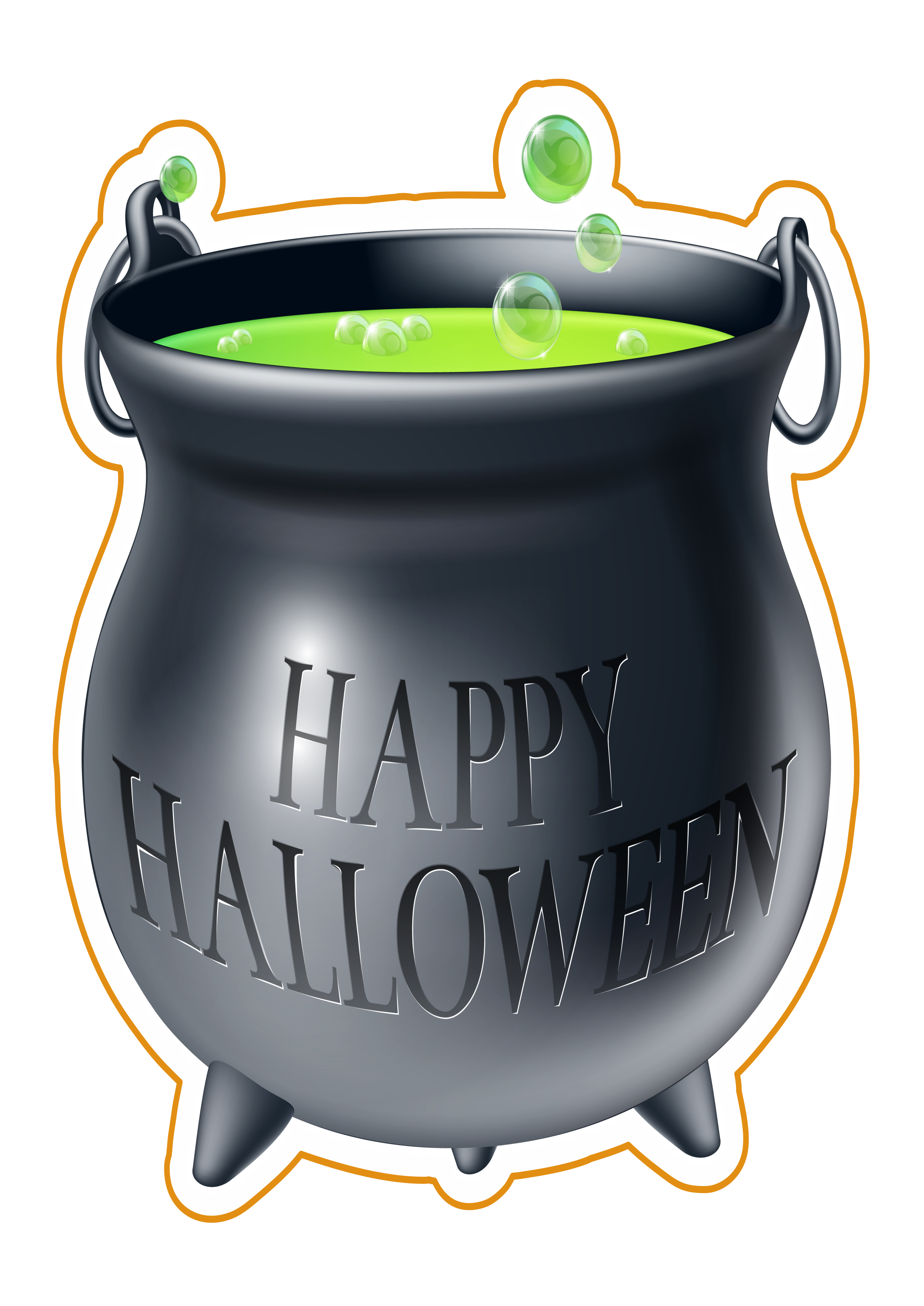 Halloween caldeirão de bruxa desenho simples gostosuras ou travessuras fundo transparente png