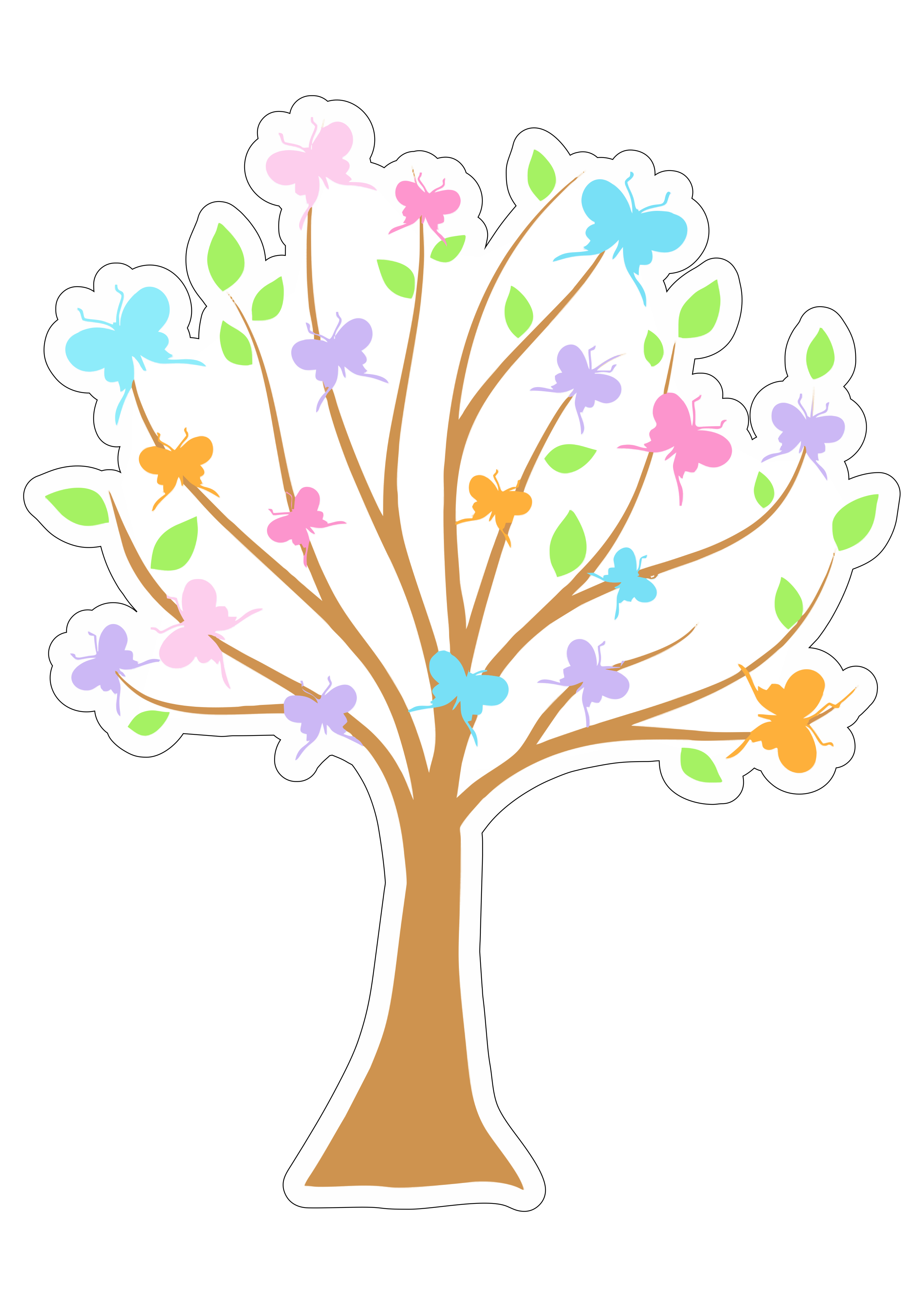 Árvore colorida borboletas desenho simples jardim encantado imagem sem fundo artigos de papelaria png