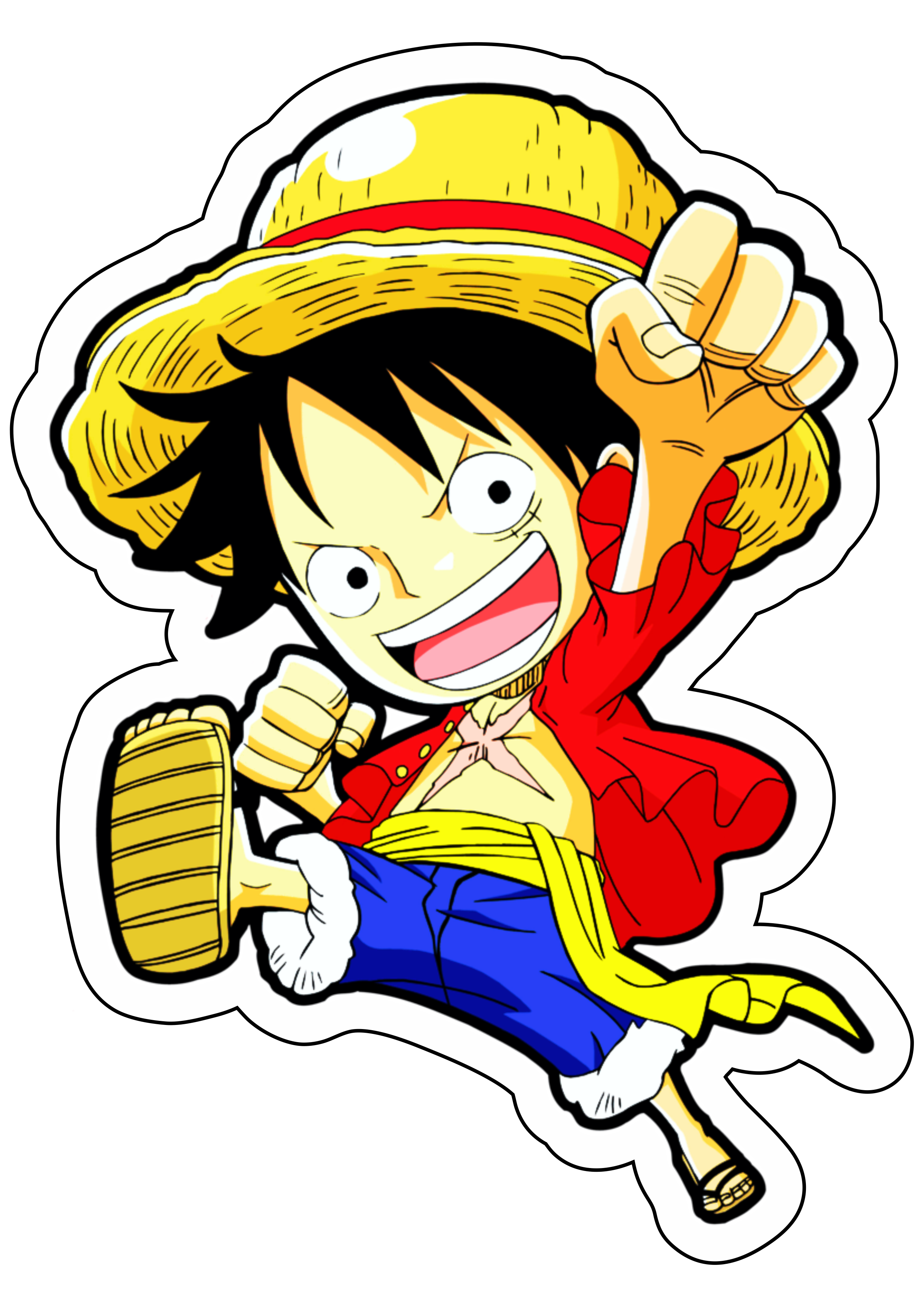 One piece Luffy desenho cute chibi anime japonês ilustração sticker png