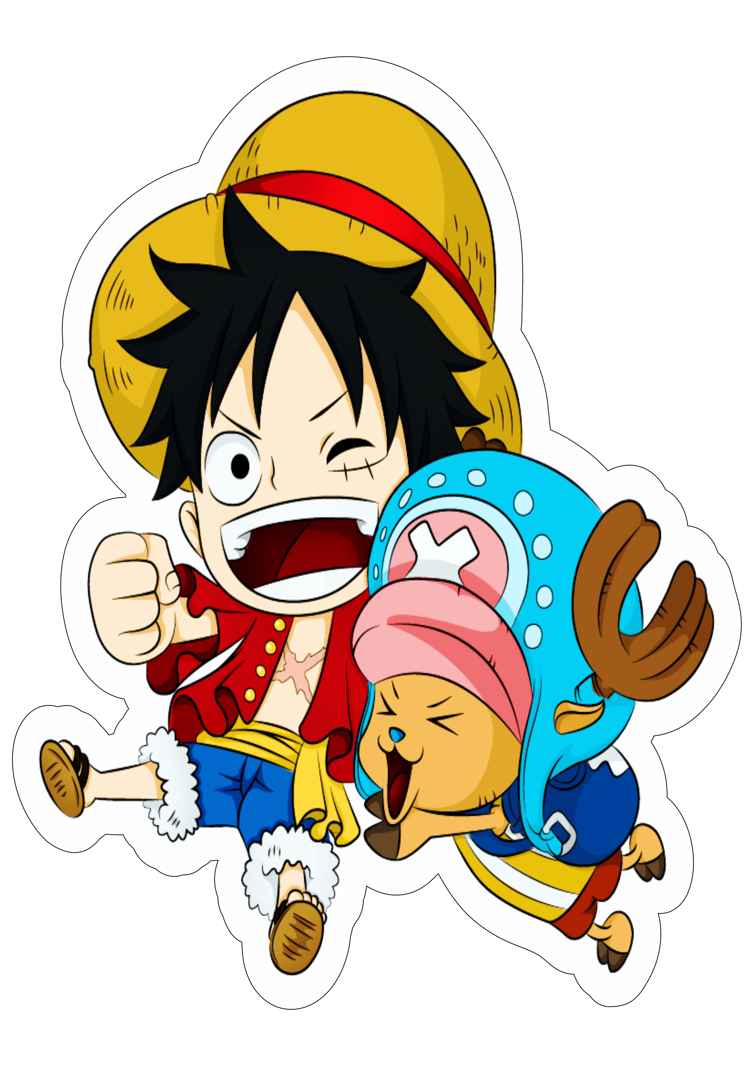 One piece Luffy e Chopper desenho cute chibi anime japonês ilustração sticker artes gráficas ilustração png