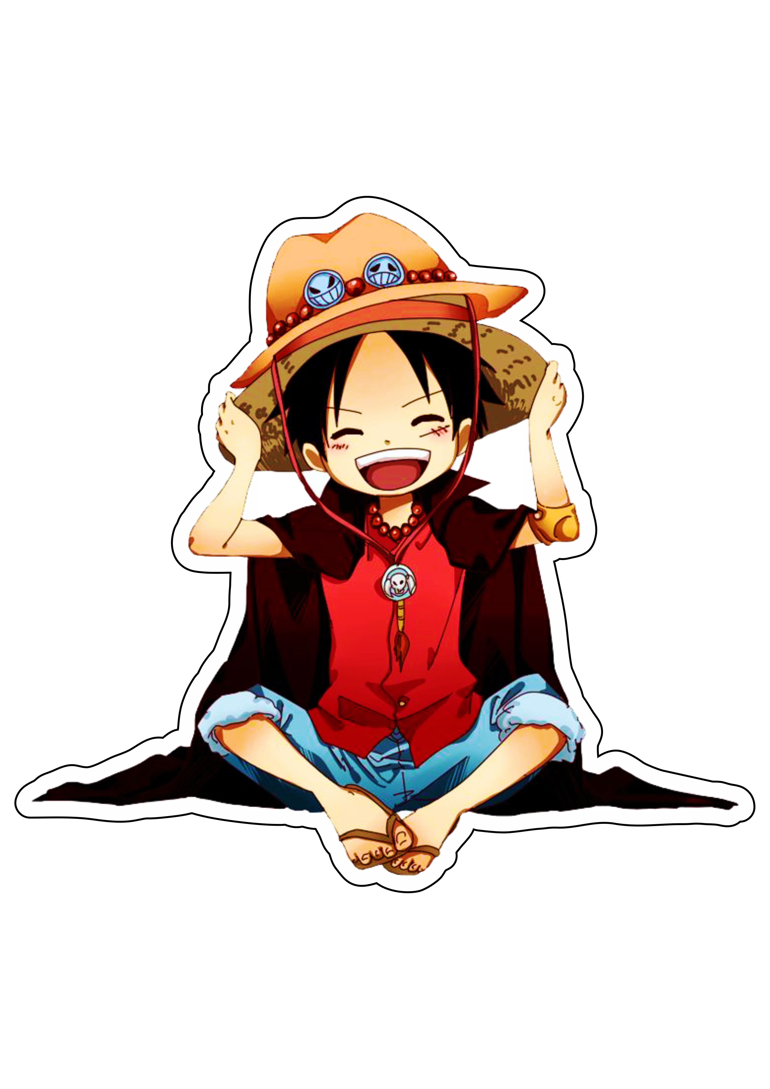 One piece Luffy rei dos piratas desenho cute chibi anime japonês ilustração sticker artes gráficas ilustração png