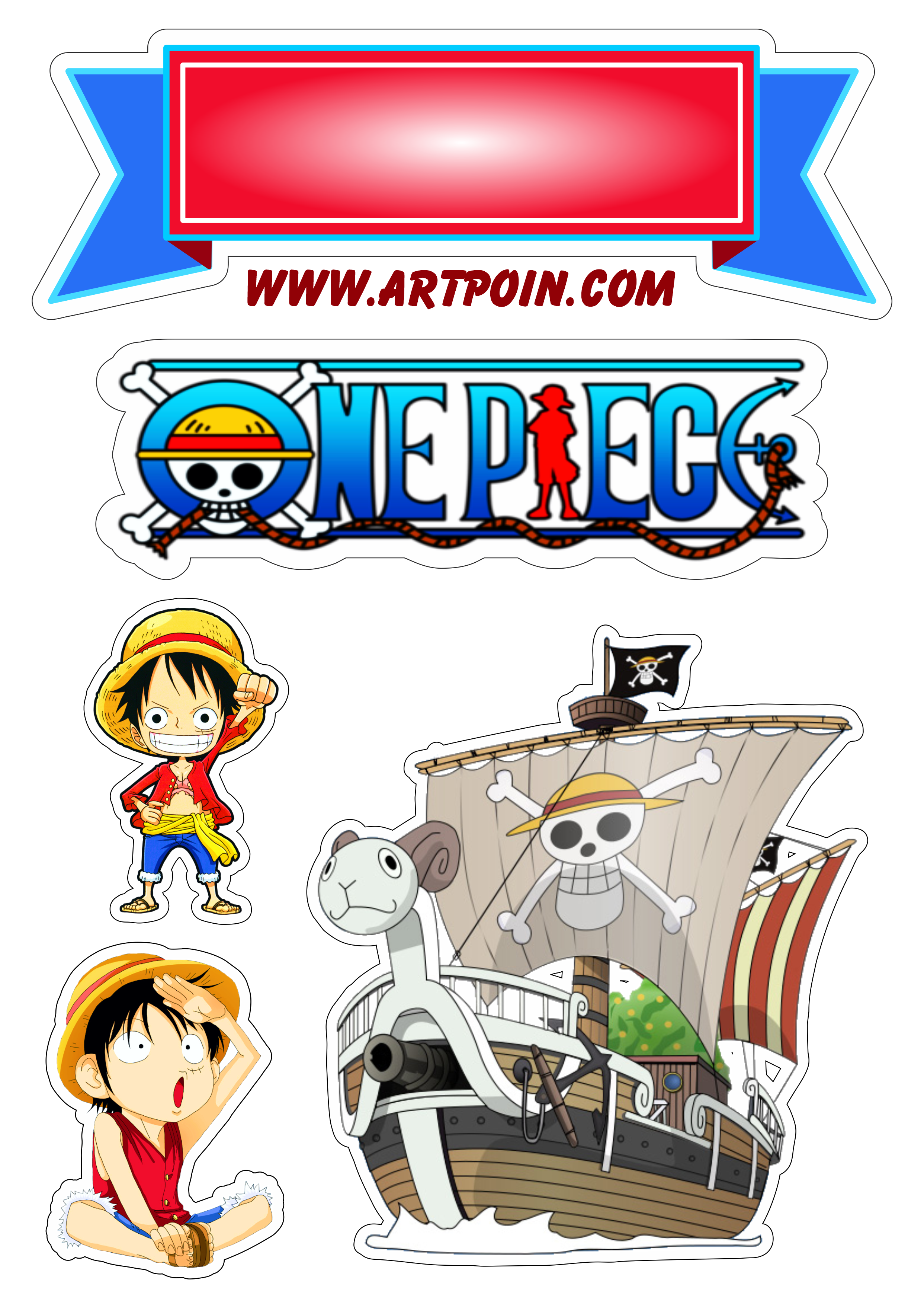 One Piece Luffy festa de aniversário topo de bolo design grátis