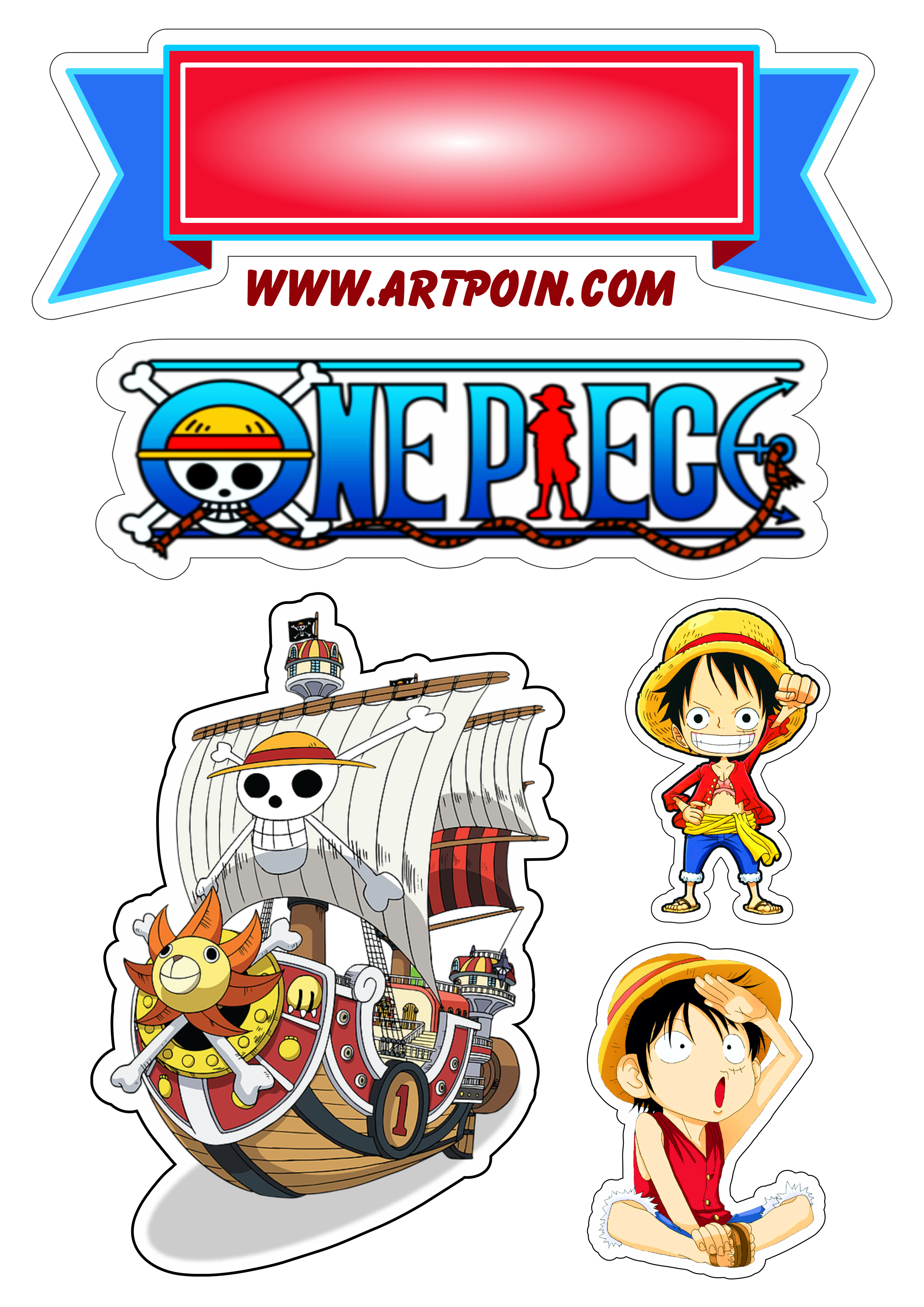 Topo de bolo para imprimir One Piece anime cute chibi png
