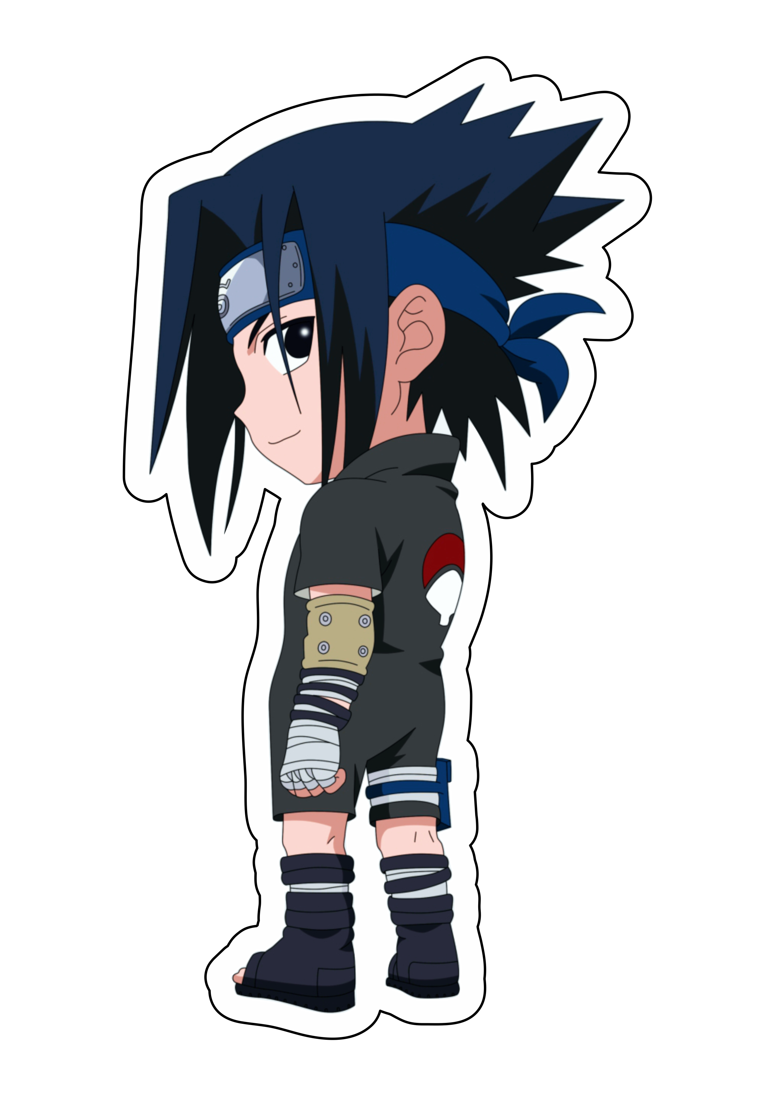 Naruto shippuden cute chibi Sasuke desenho infantil anime fundo transparente com contorno png