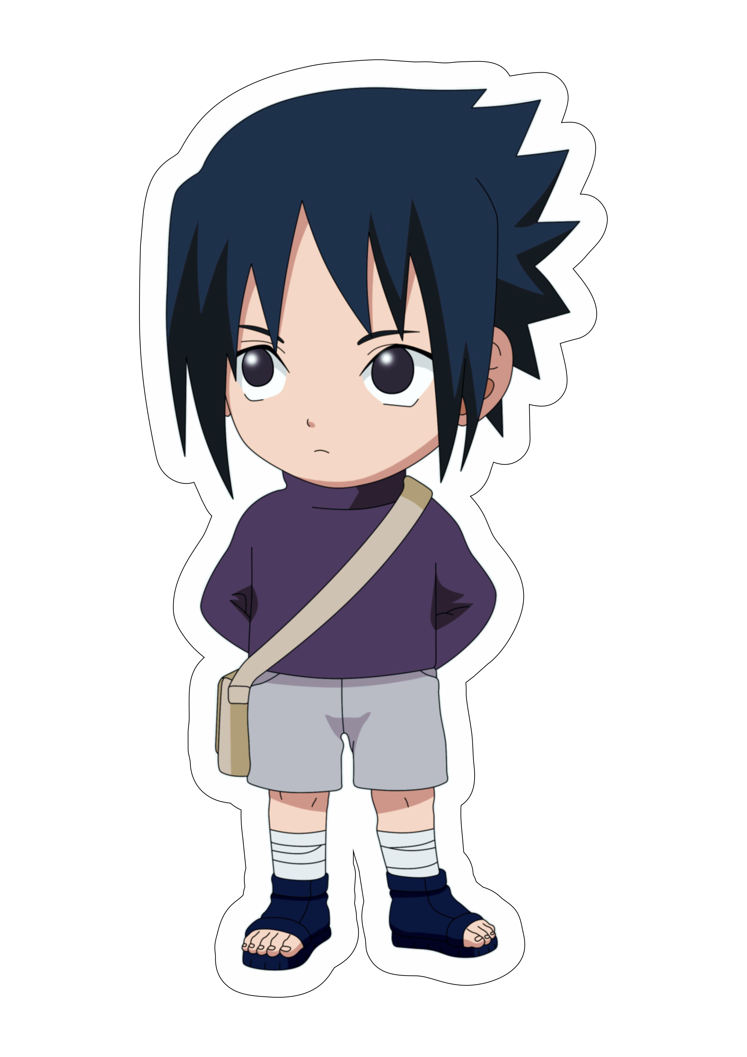 Naruto shippuden cute chibi Sasuke criança desenho infantil anime fundo transparente com contorno png