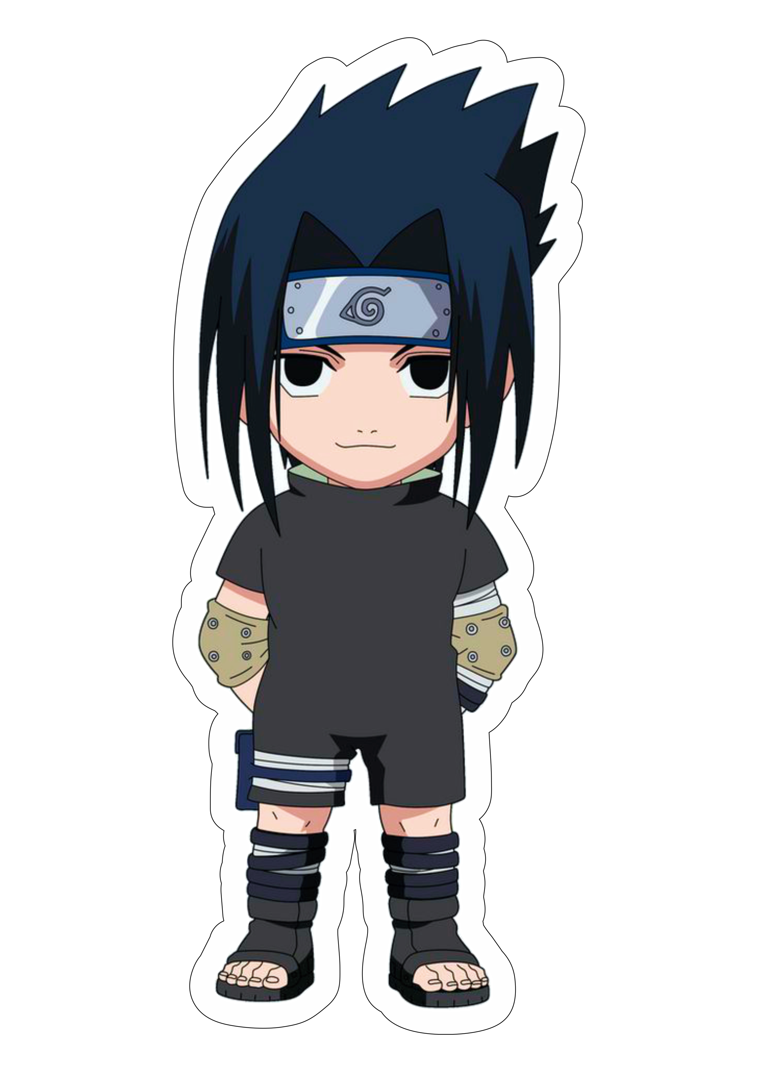 Naruto clássico cute chibi Sasuke skin Rock Lee com espada Sharingam ninja  vila oculta da folha desenho infantil anime ilustração png