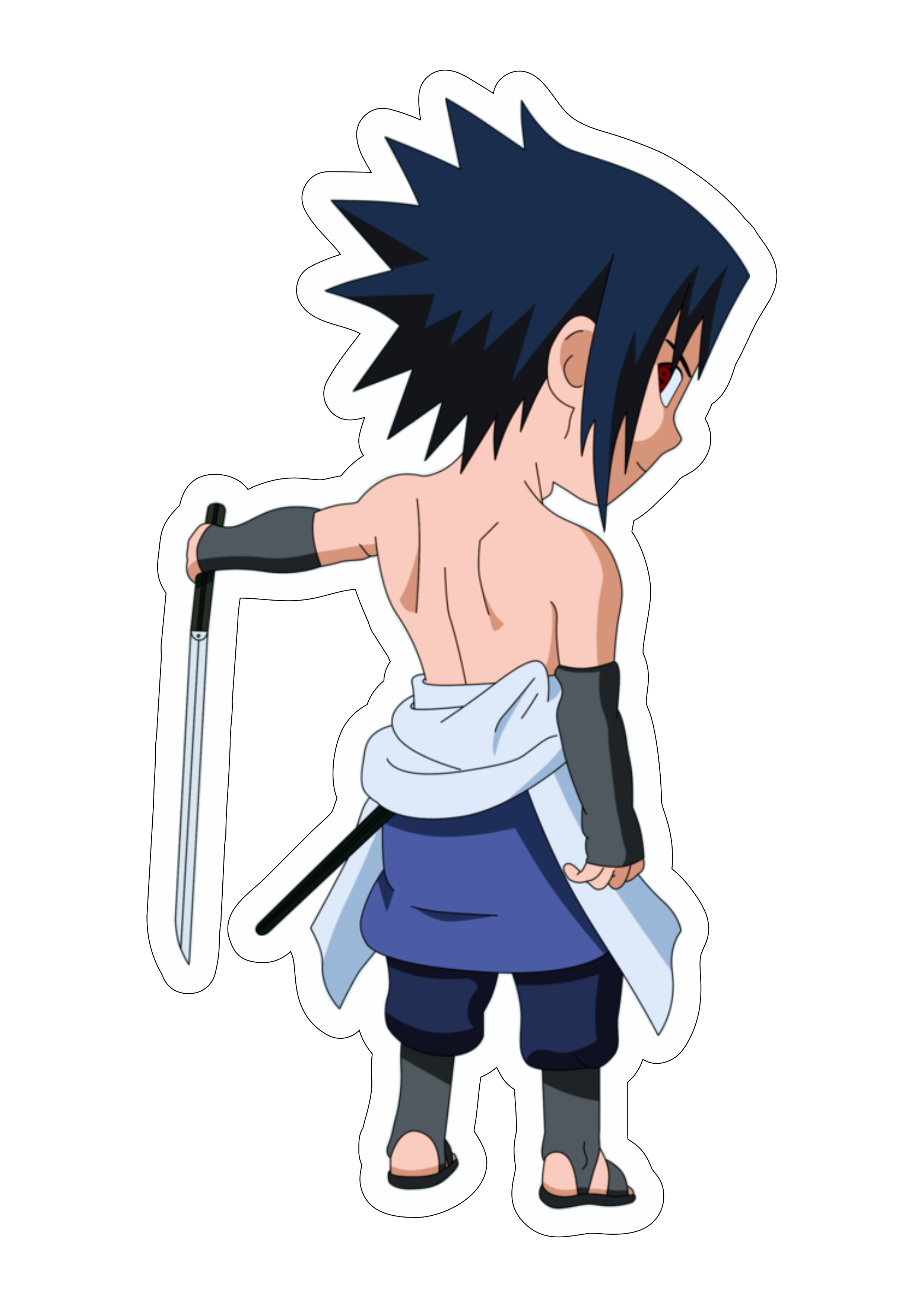 Naruto Shippuden cute chibi Sasuke com espada Sharingam ninja vila oculta  da folha desenho infantil anime ilustração ilustrador png
