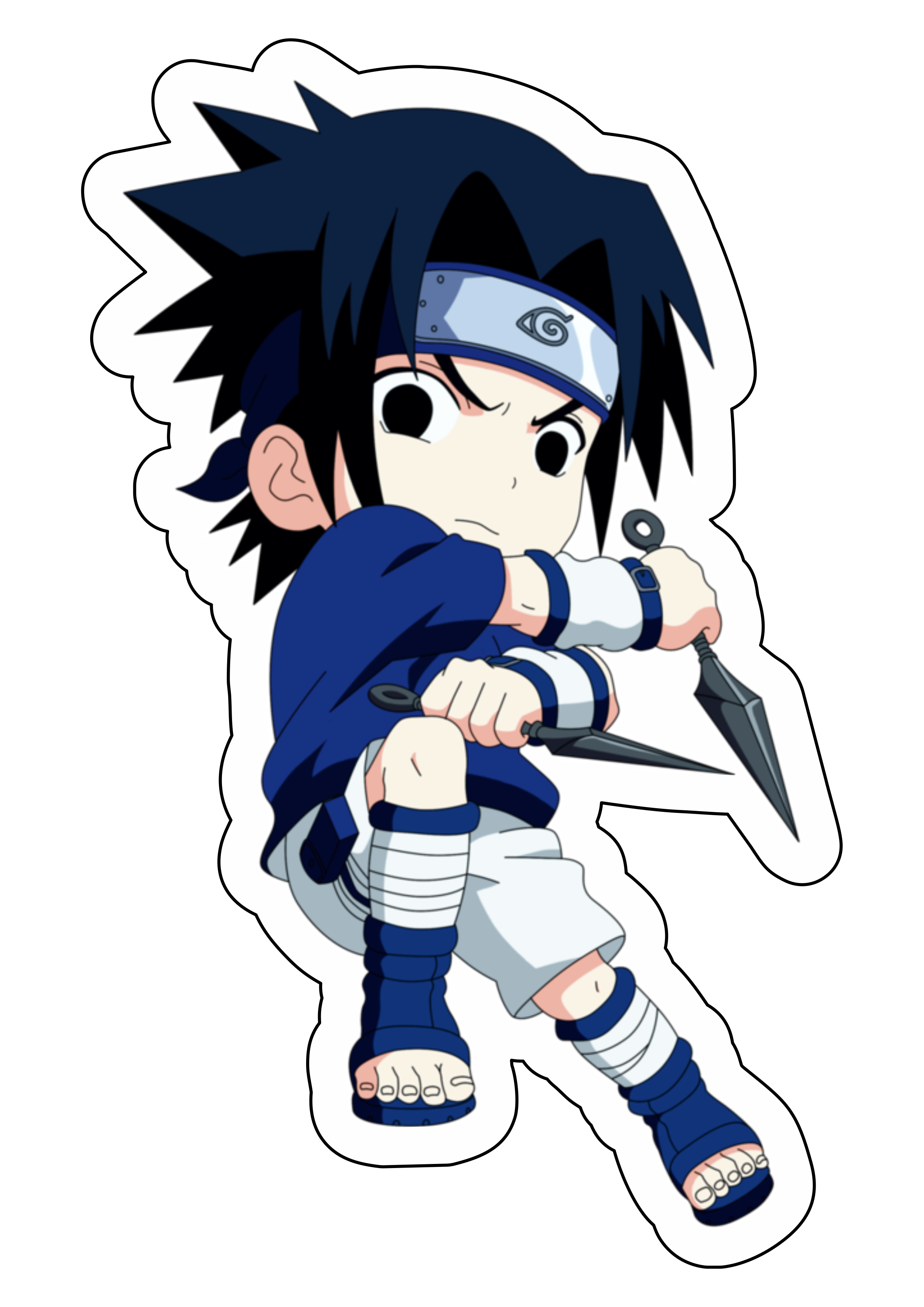 Naruto clássico cute chibi Sasuke ninja vila oculta da folha desenho infantil anime ilustração png
