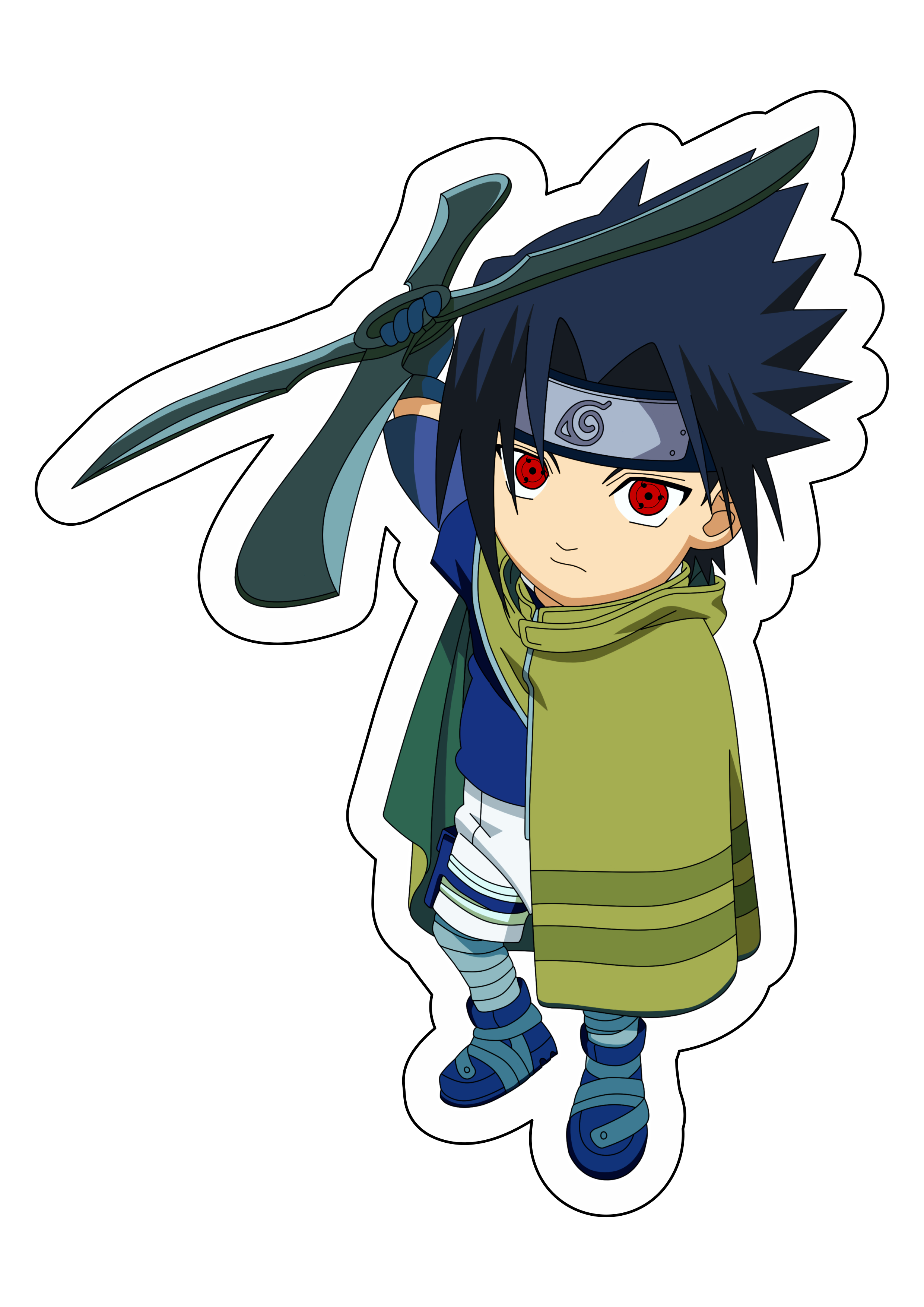 Naruto clássico cute chibi Sasuke ninja vila oculta da folha