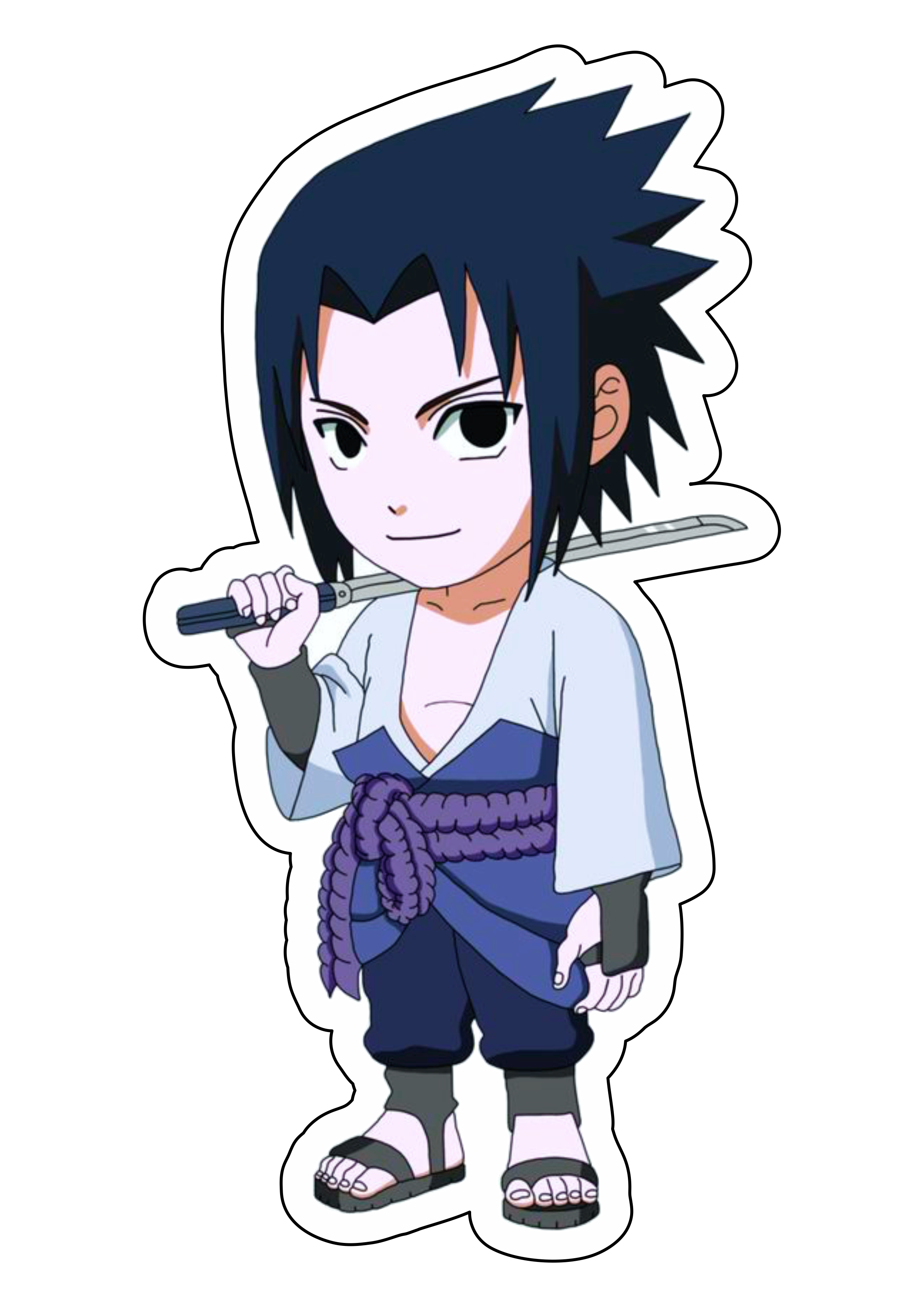 Naruto Shippuden cute chibi Sasuke com espada Sharingam ninja vila