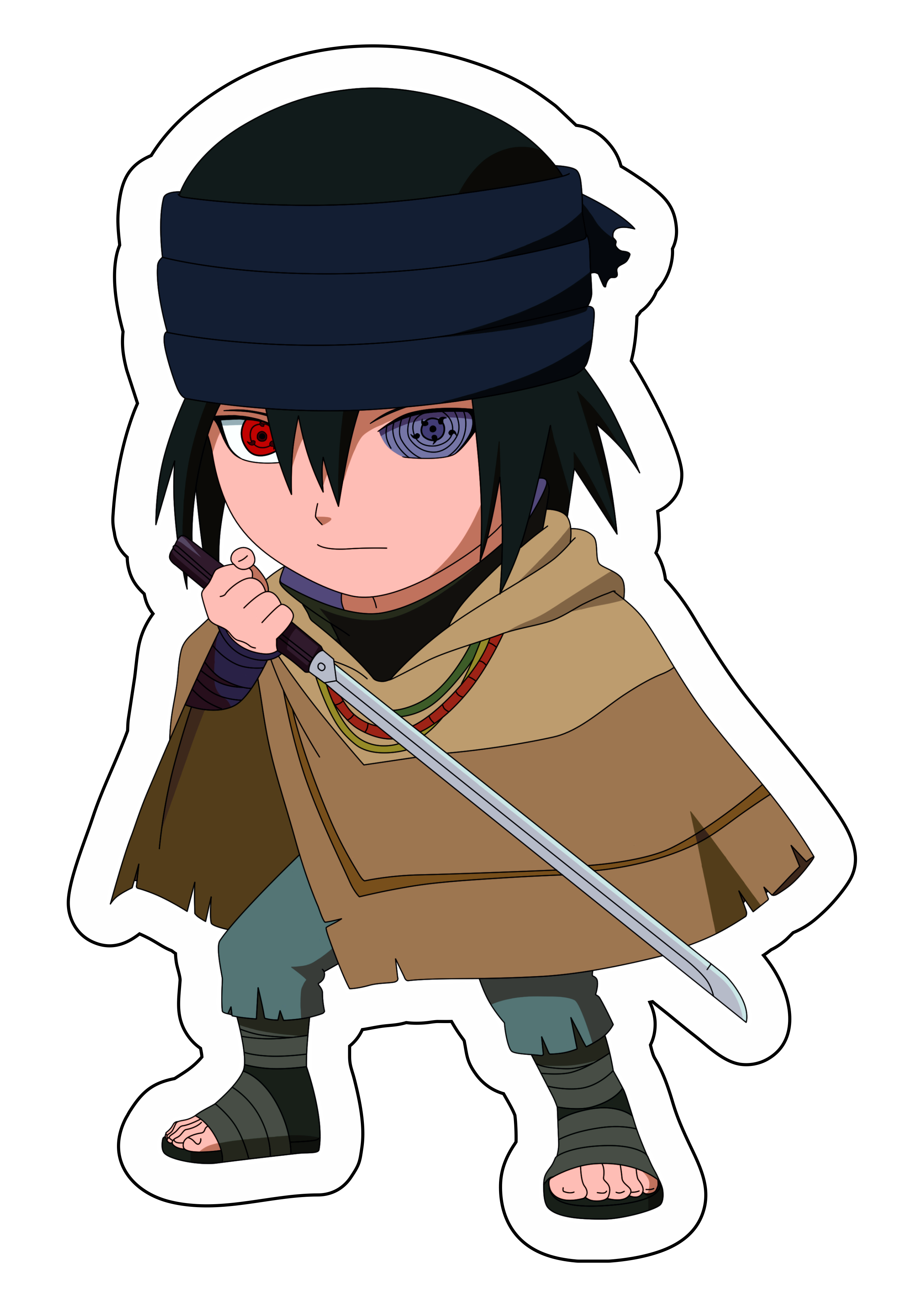 Naruto Boruto cute chibi Sasuke com espada Sharingam ninja vila oculta da folha desenho infantil anime ilustração ilustrador png