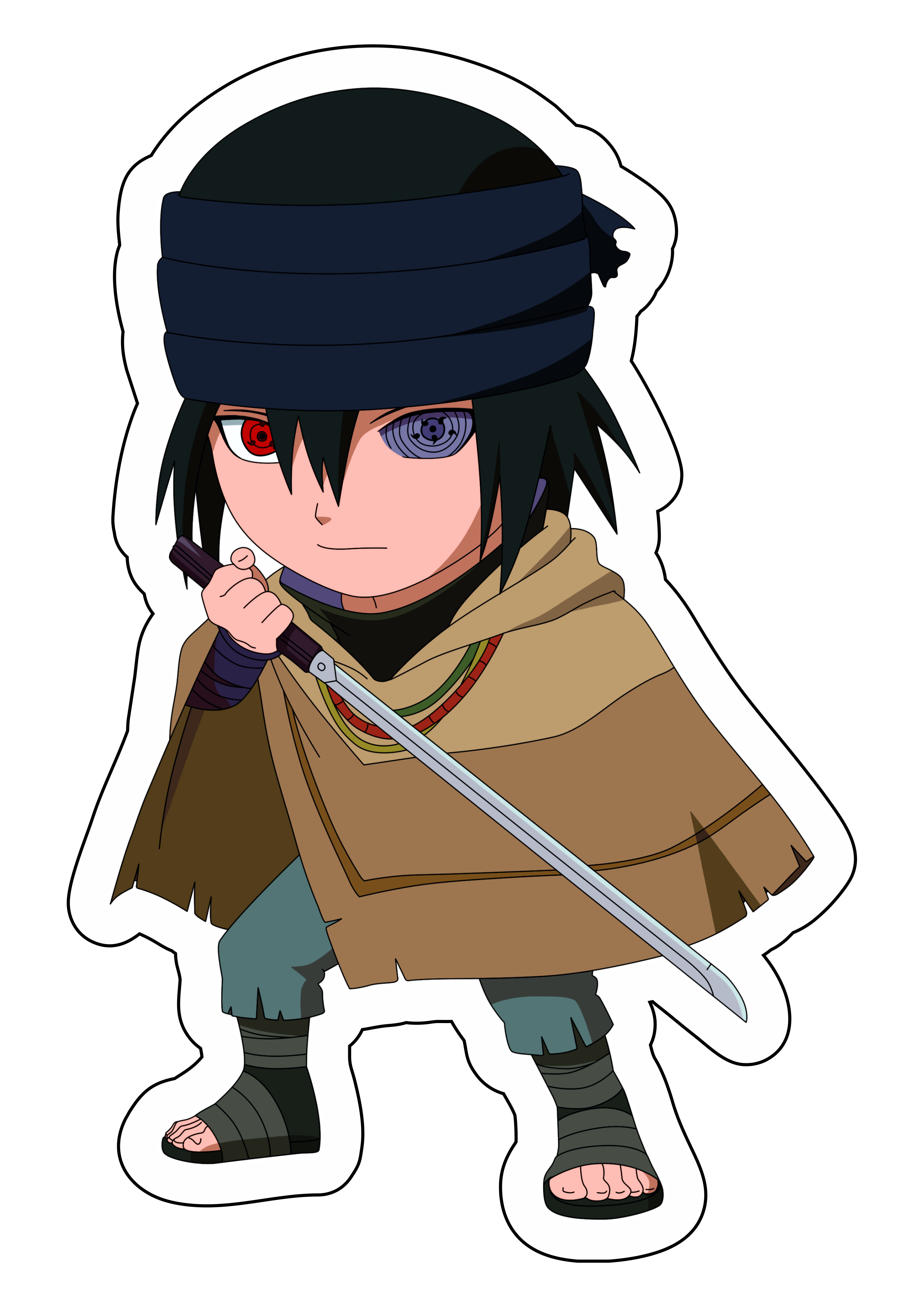 Naruto clássico cute chibi Sasuke com Kunai Sharingam ninja vila oculta da  folha desenho infantil anime ilustração png