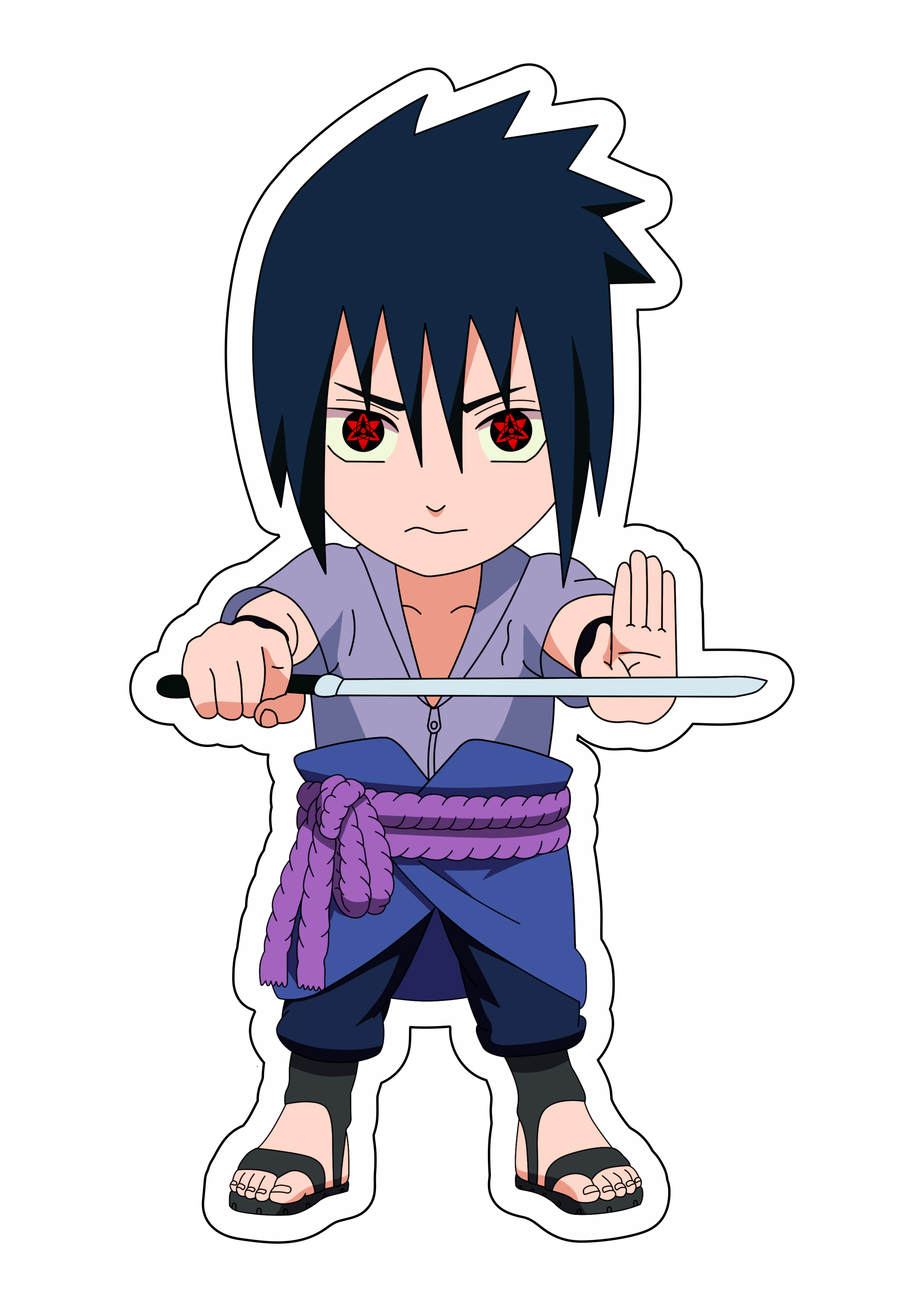 Naruto Shippuden cute chibi Sasuke com espada Sharingam ninja vila oculta da folha desenho infantil anime artes gráficas design png