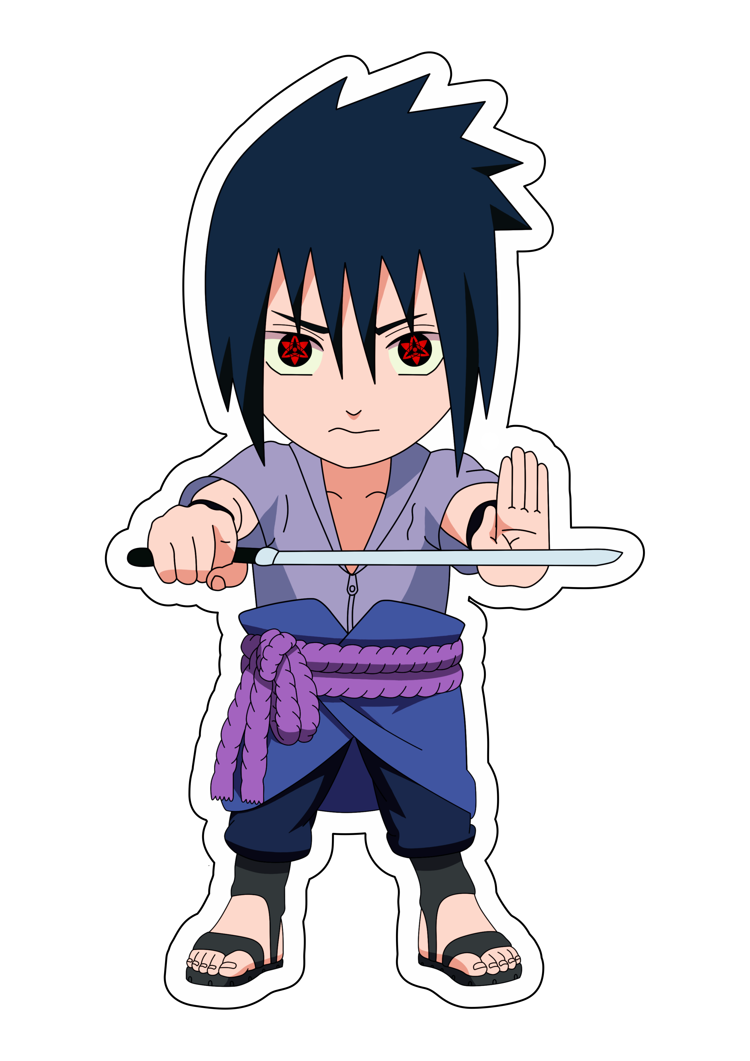 Naruto Shippuden cute chibi Sasuke com espada Sharingam ninja vila