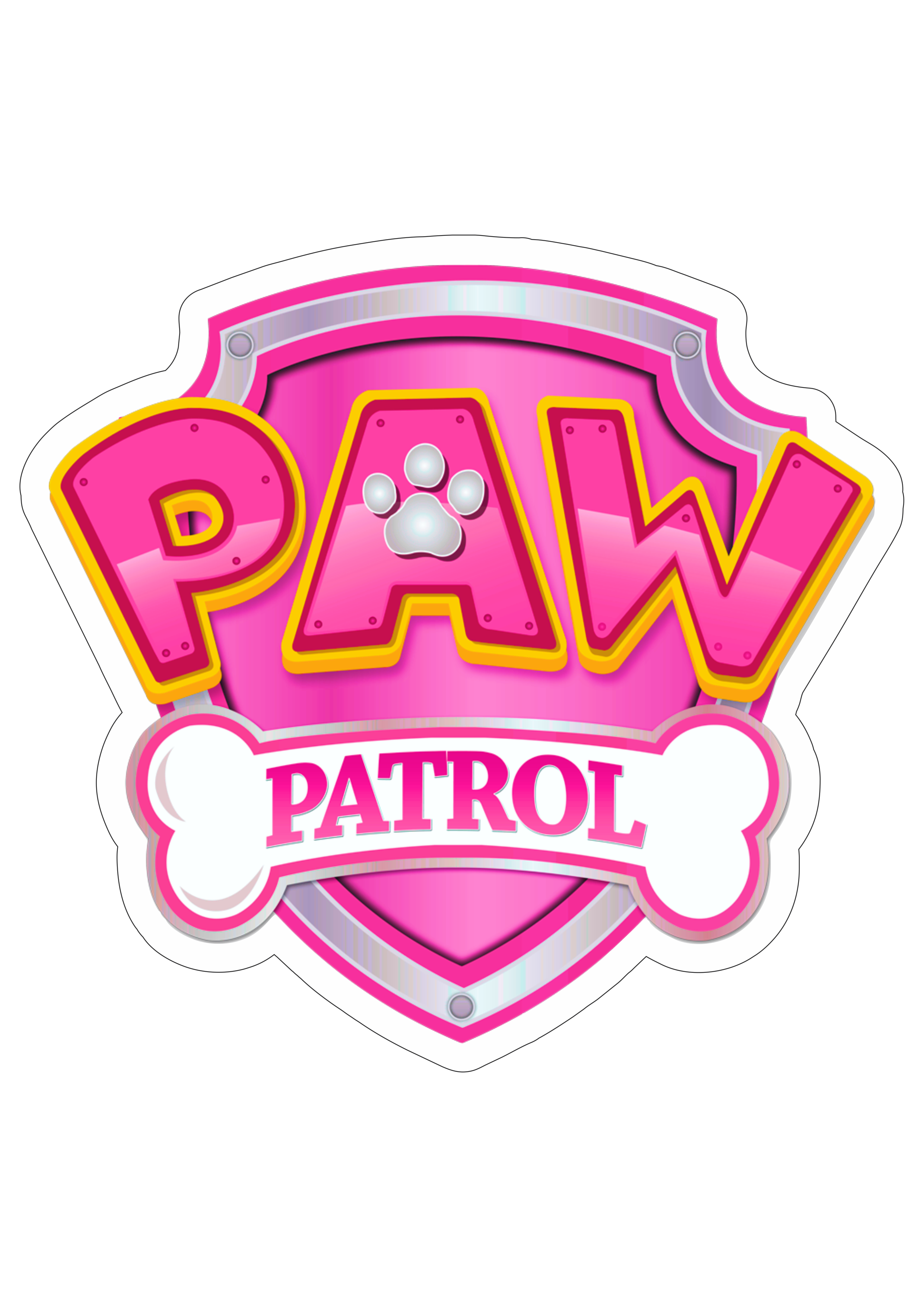 Logomarca patrulha canina rosa paw patrol desenho animado artes gráficas imagem fundo transparente com contorno pack de imagens papelaria png