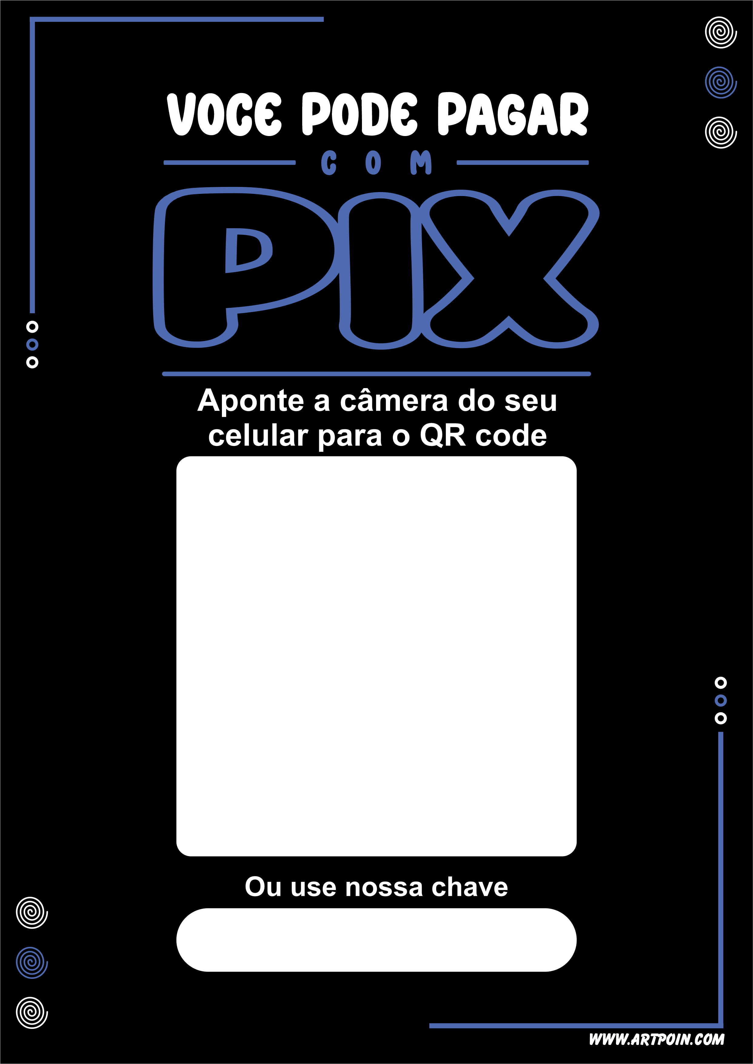 Plaquinha pix personalizada com QR code arte grátis preto png