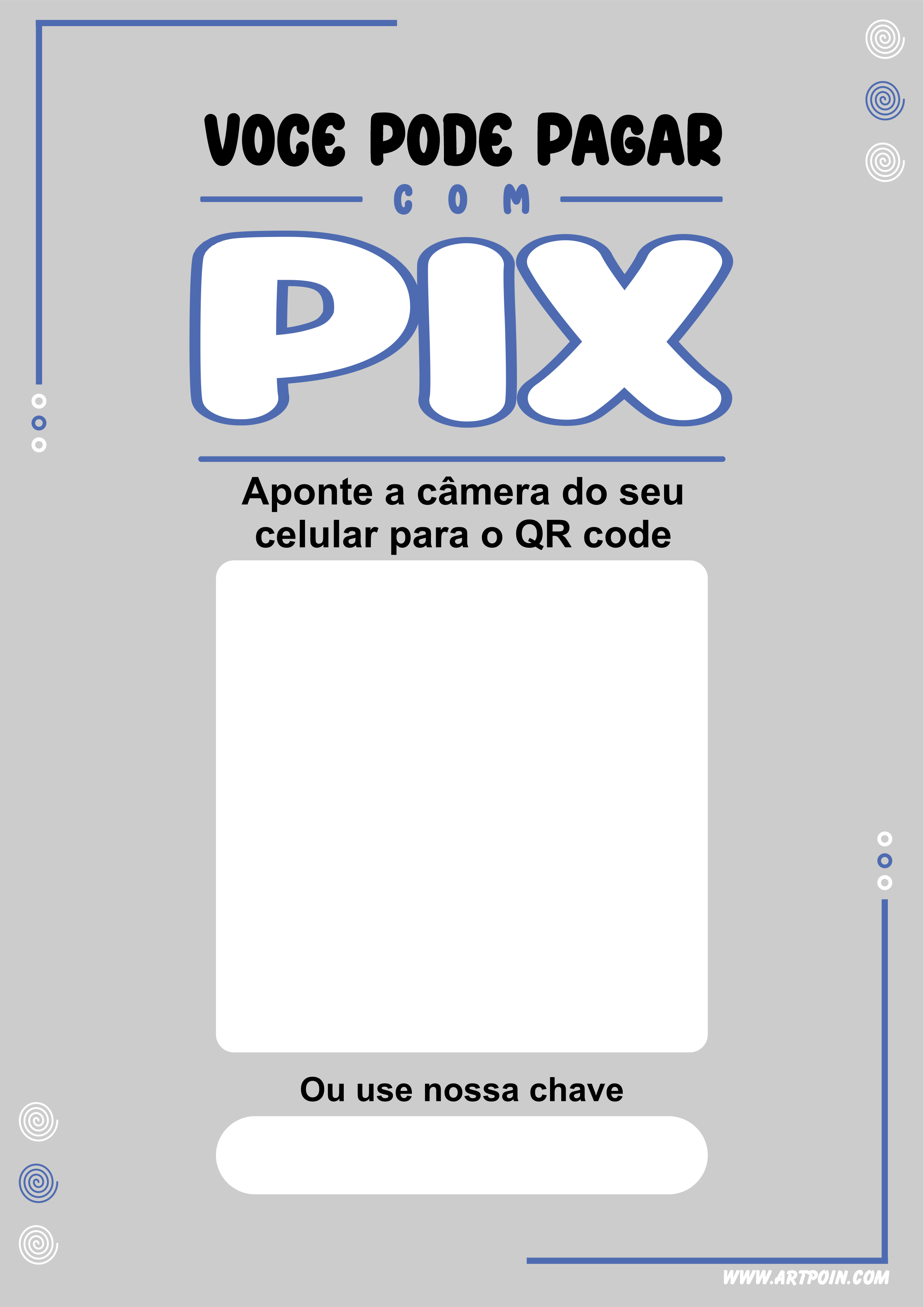 Plaquinha pix personalizada com QR code arte grátis cinza png