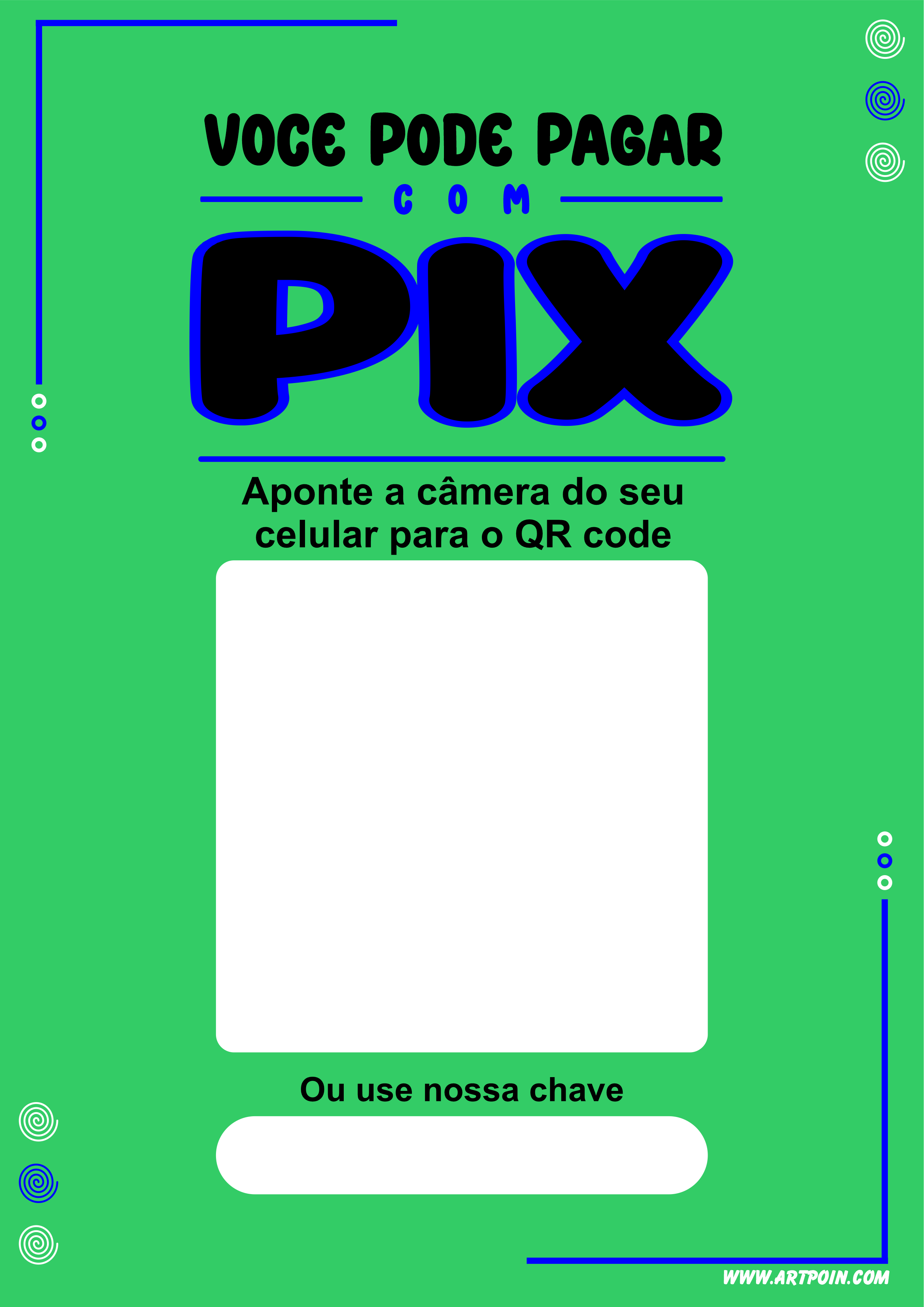 Plaquinha pix personalizada com QR code arte grátis verde png