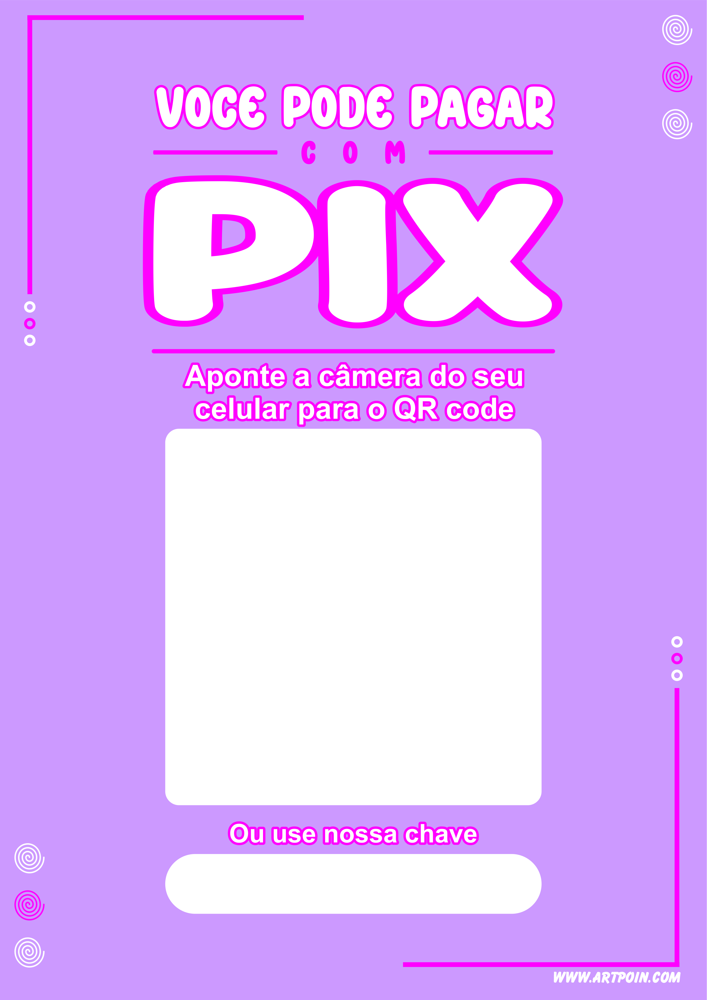 Plaquinha pix personalizada com QR code arte grátis lilás png