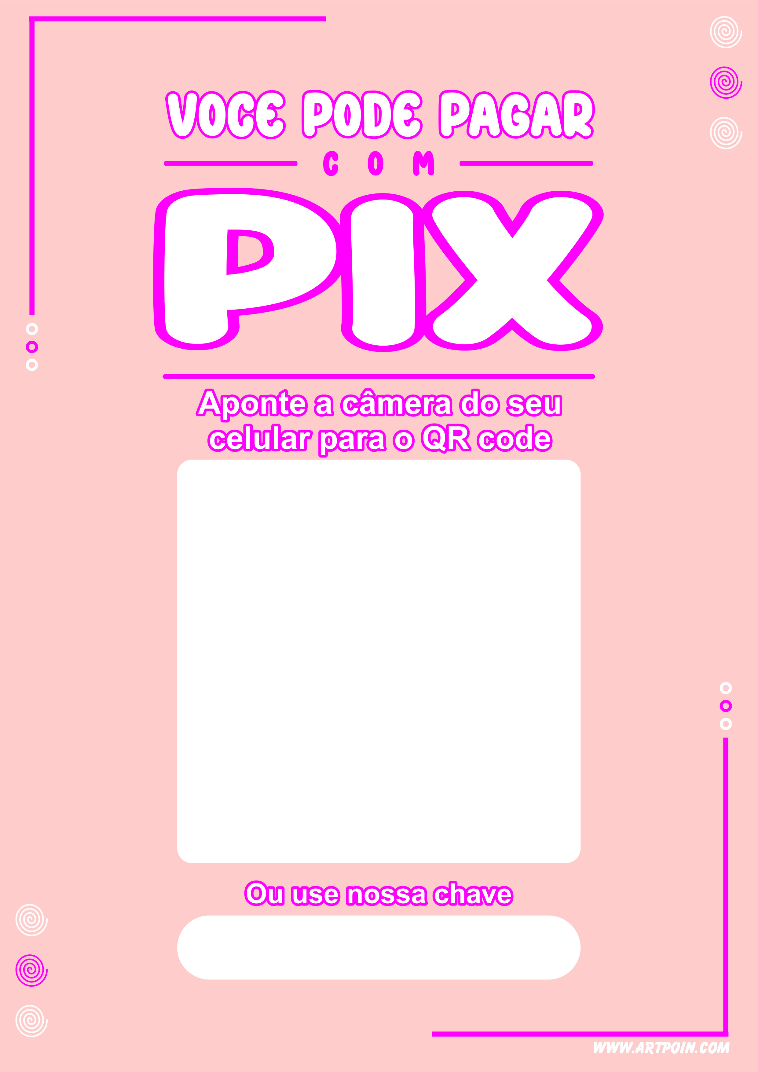 Plaquinha pix personalizada com QR code arte grátis rosa claro png
